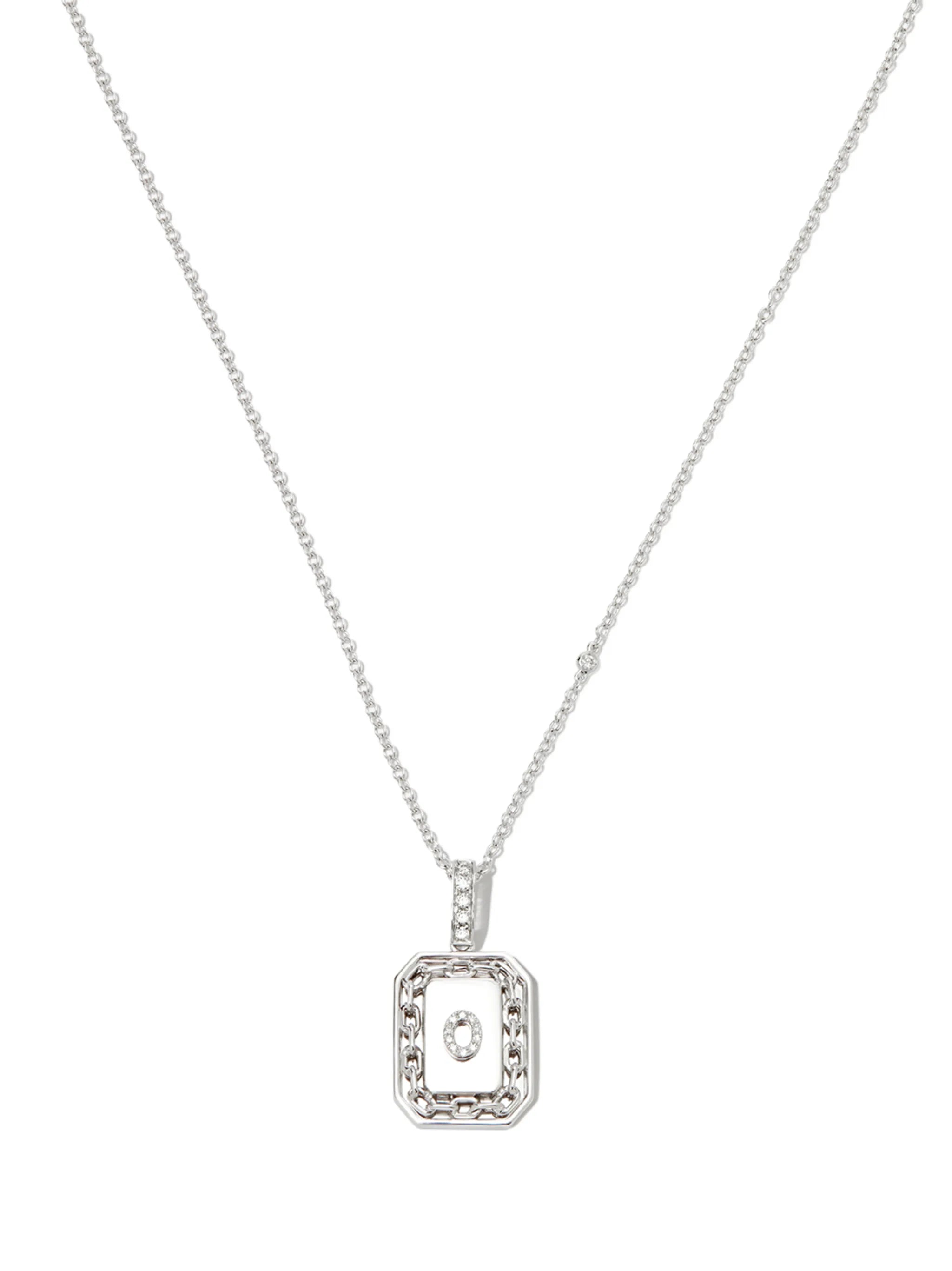 18K white gold o-initial bead-chain necklace