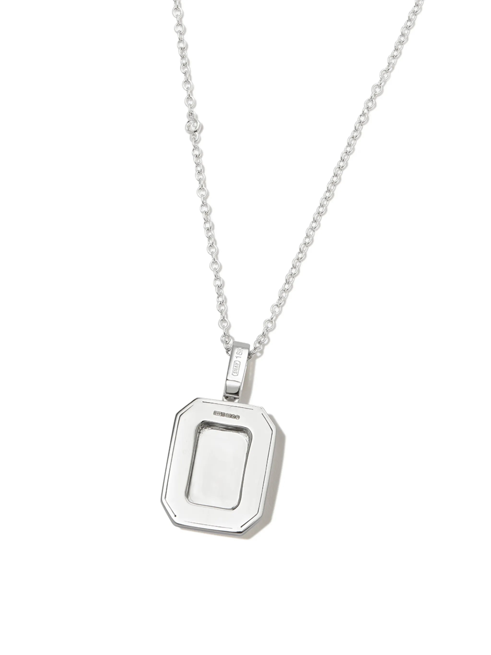 18K white gold x-initial bead-chain necklace