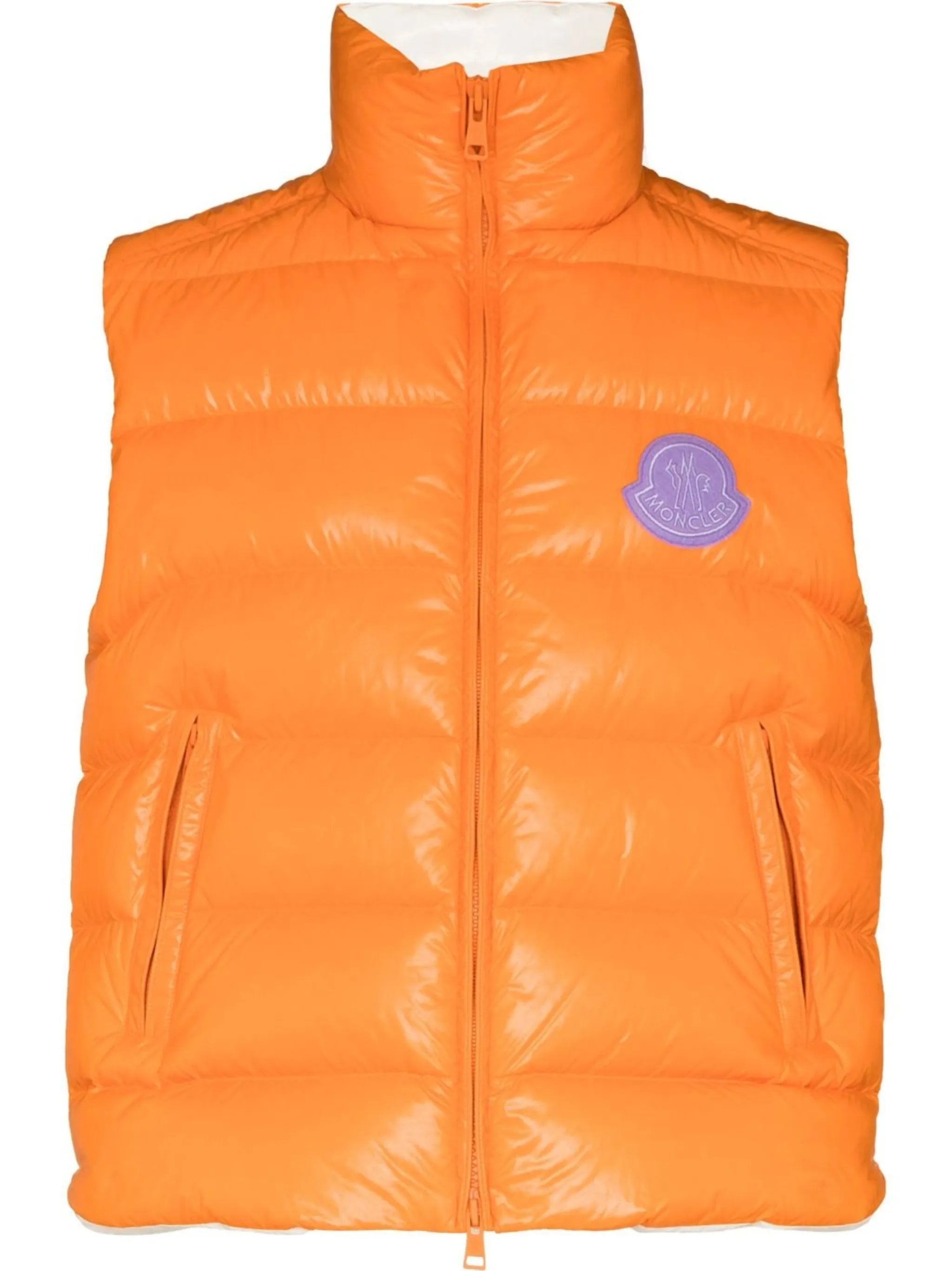 logo-patch zip-up gilet