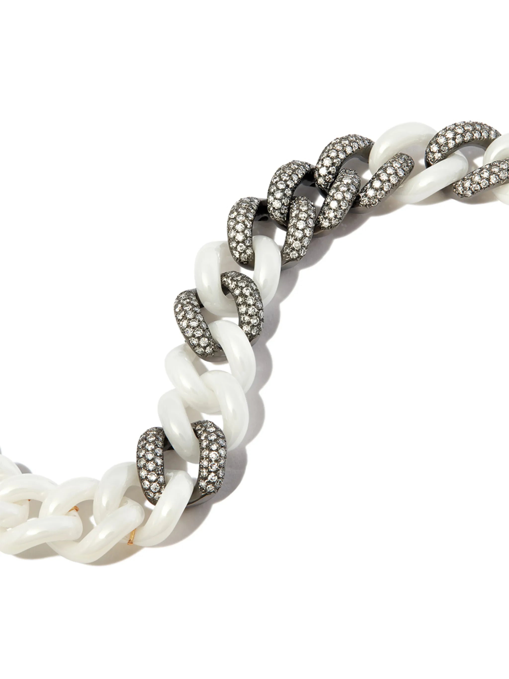 18kt black gold curb-chain diamond bracelet
