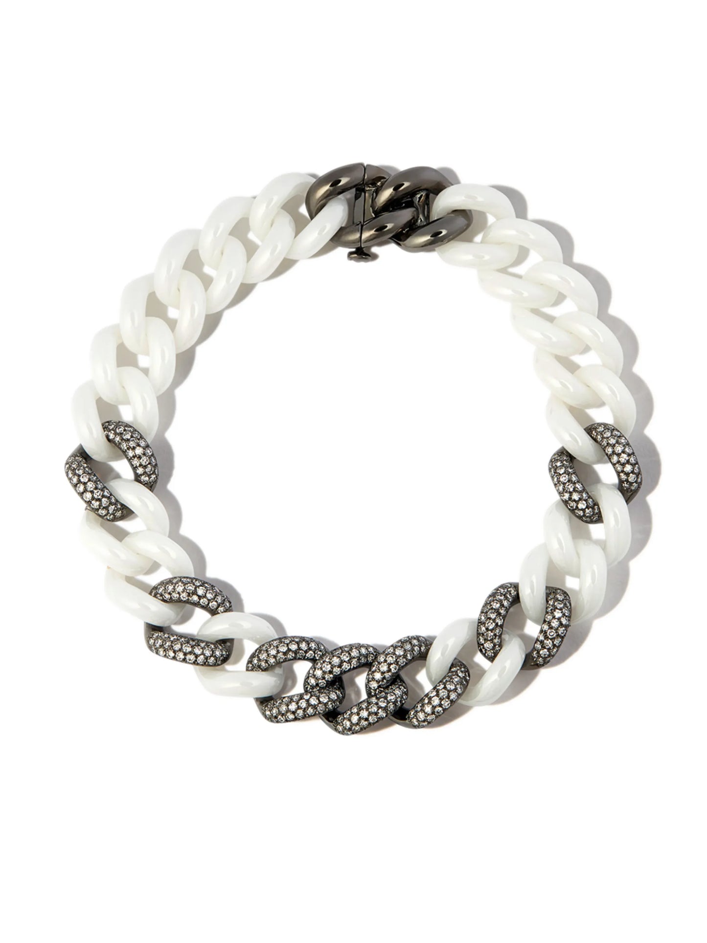 18kt black gold curb-chain diamond bracelet