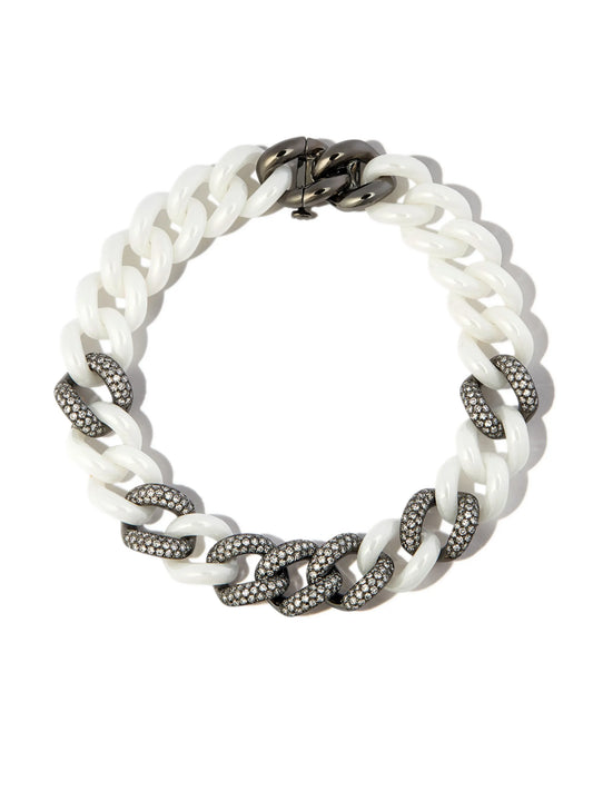 18kt black gold curb-chain diamond bracelet