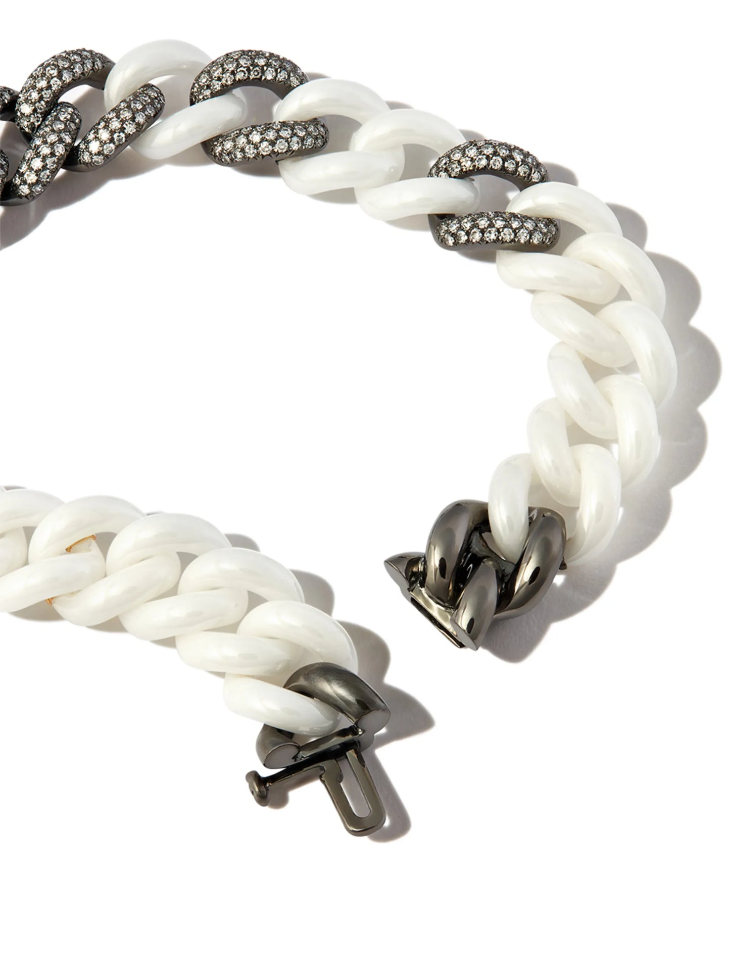 18kt black gold curb-chain diamond bracelet