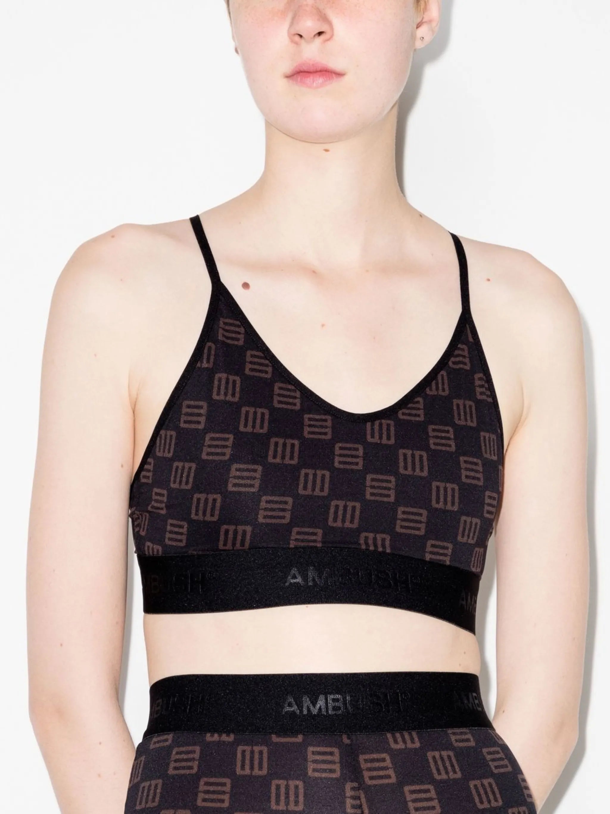 monogram-print bra top