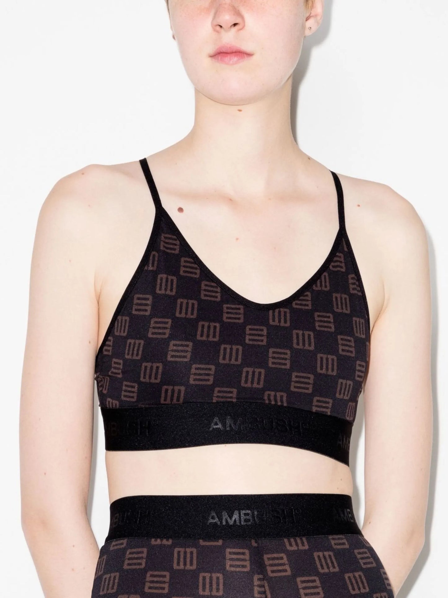 monogram-print bra top
