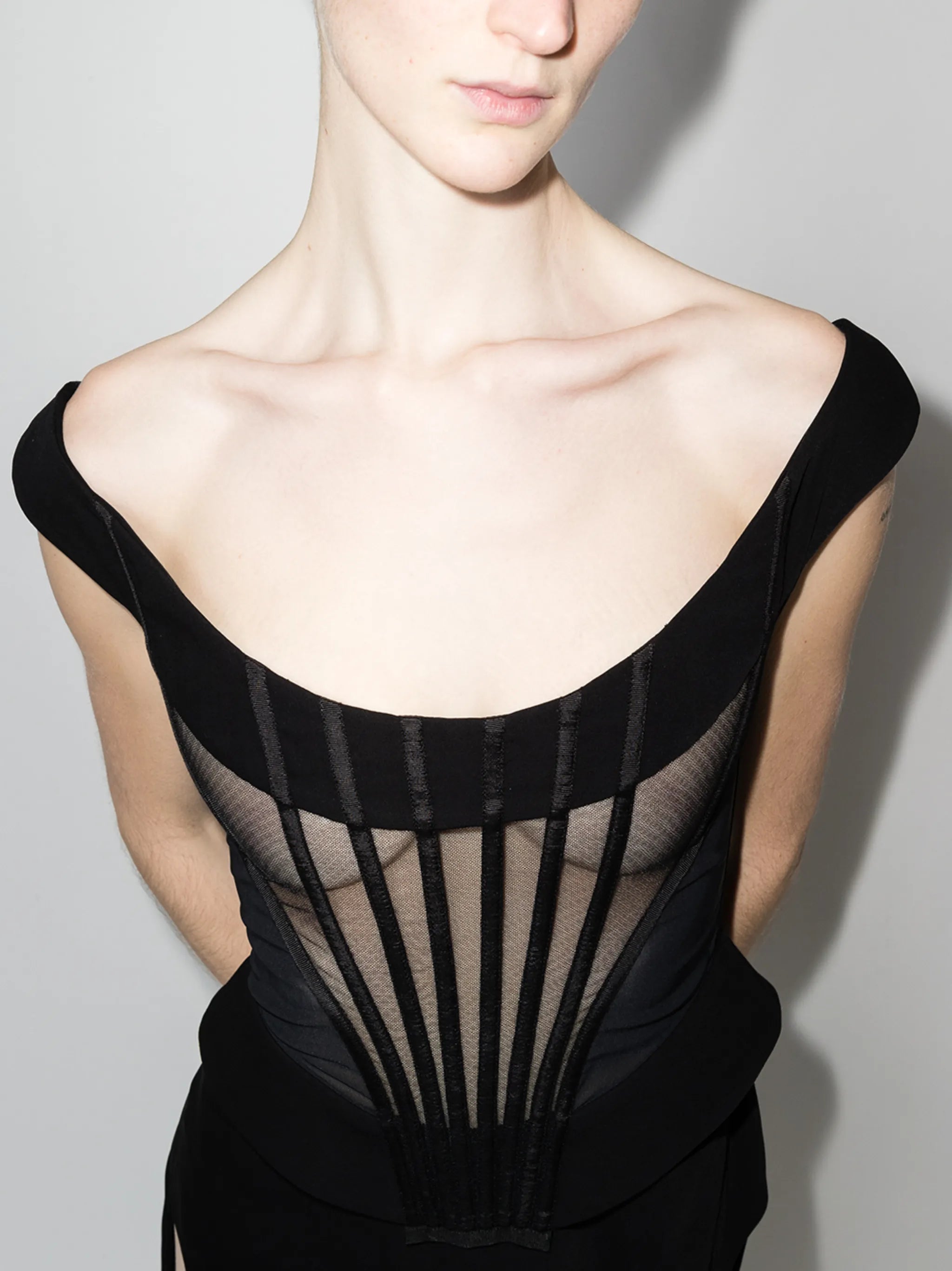 bustier side-slit gown