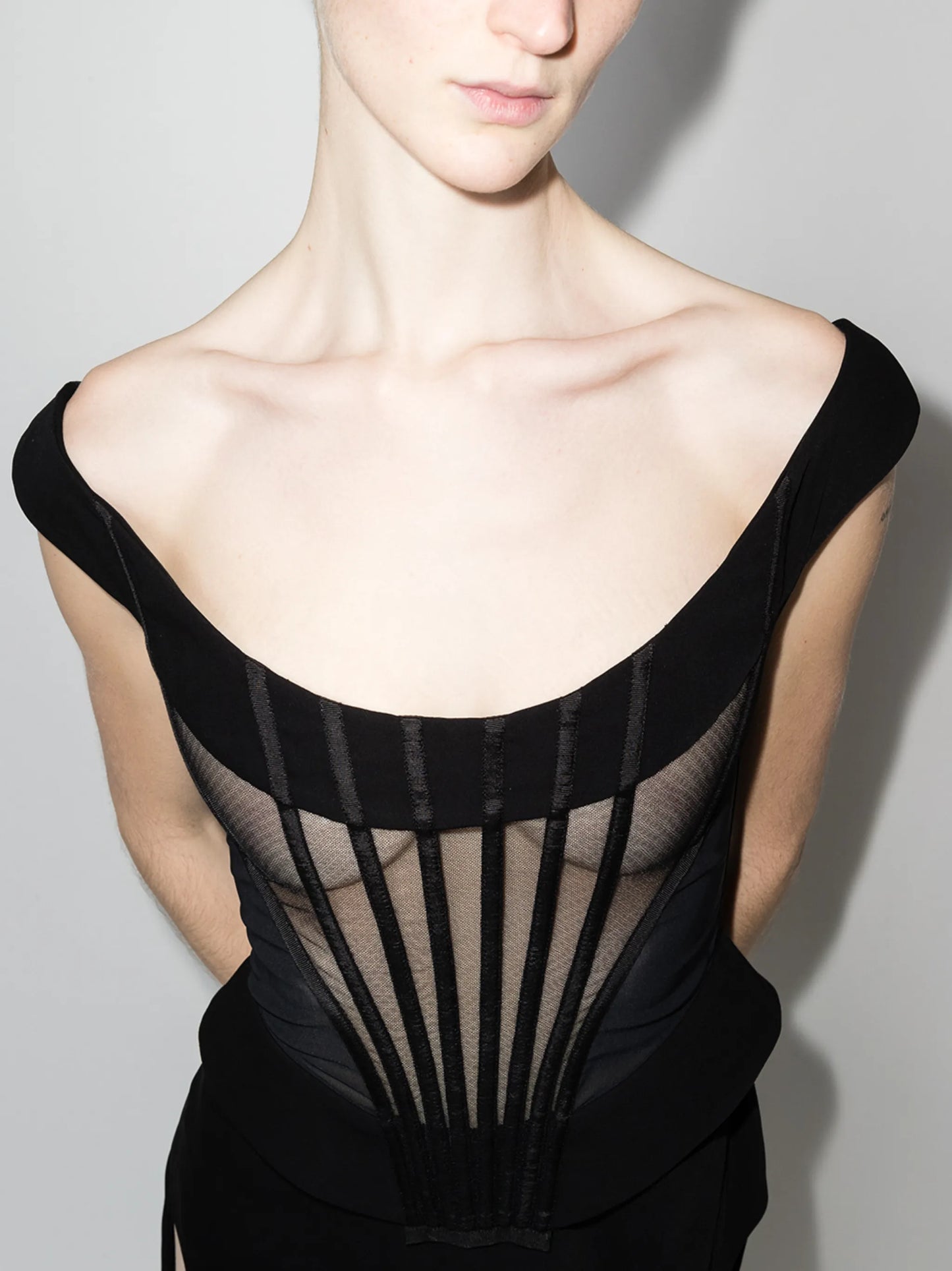 bustier side-slit gown