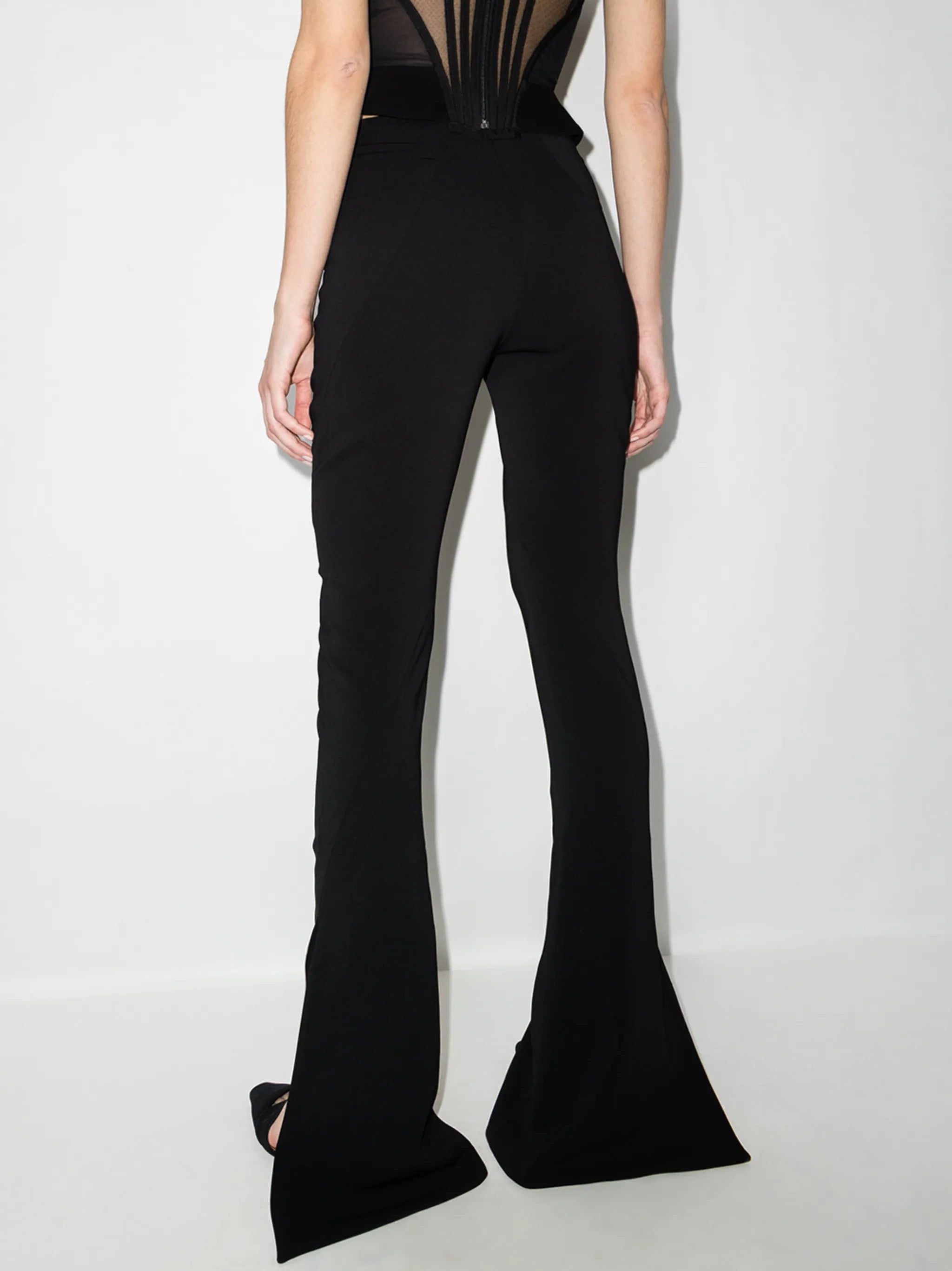 split-cuff flared trousers