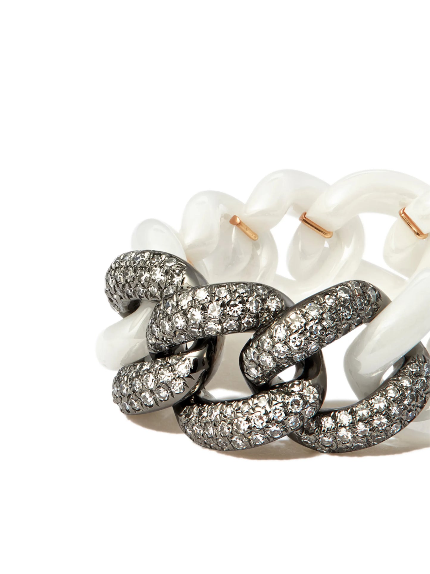 18K black gold curb-link diamond ring