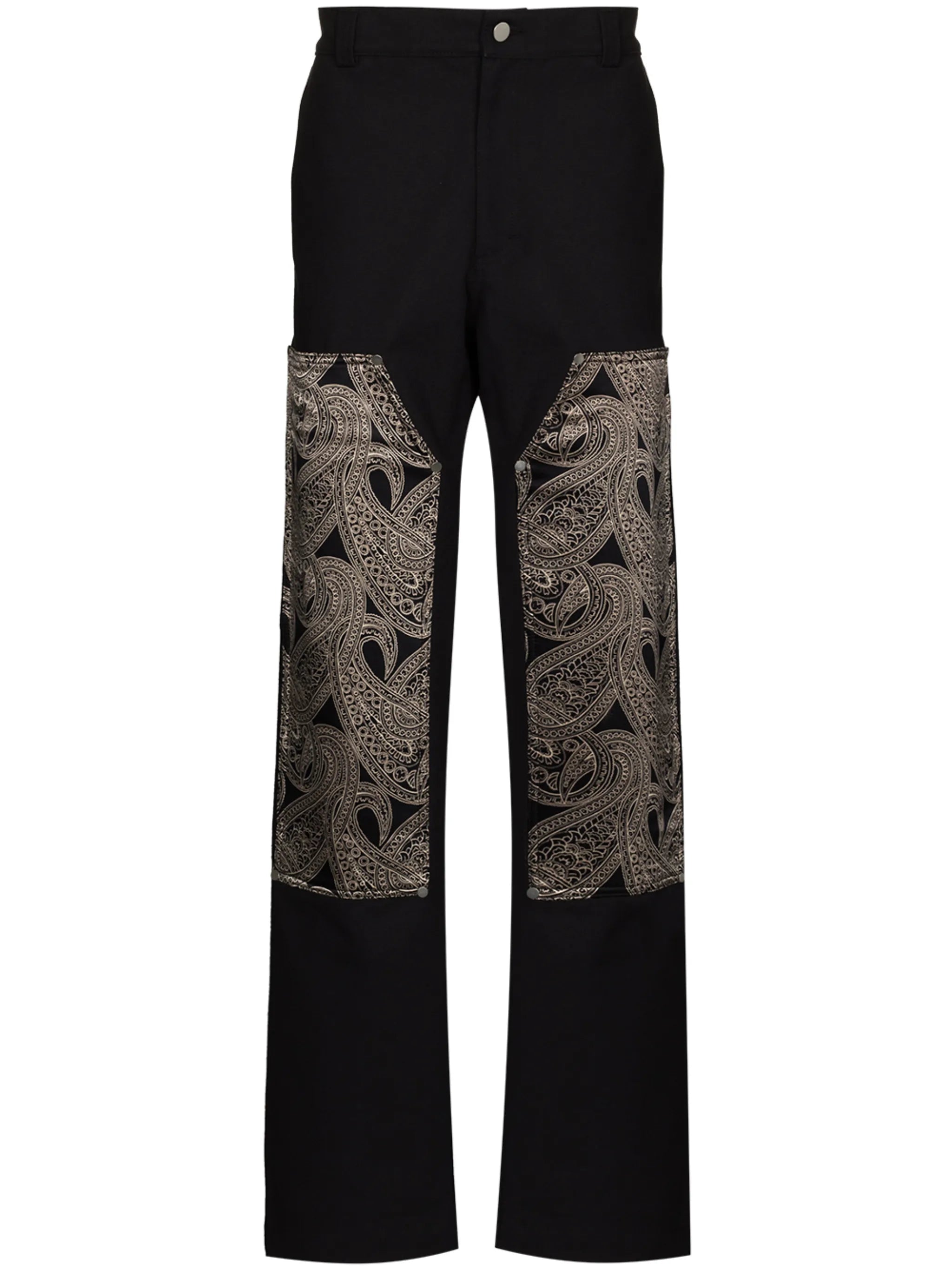 paisley-panel straight trousers