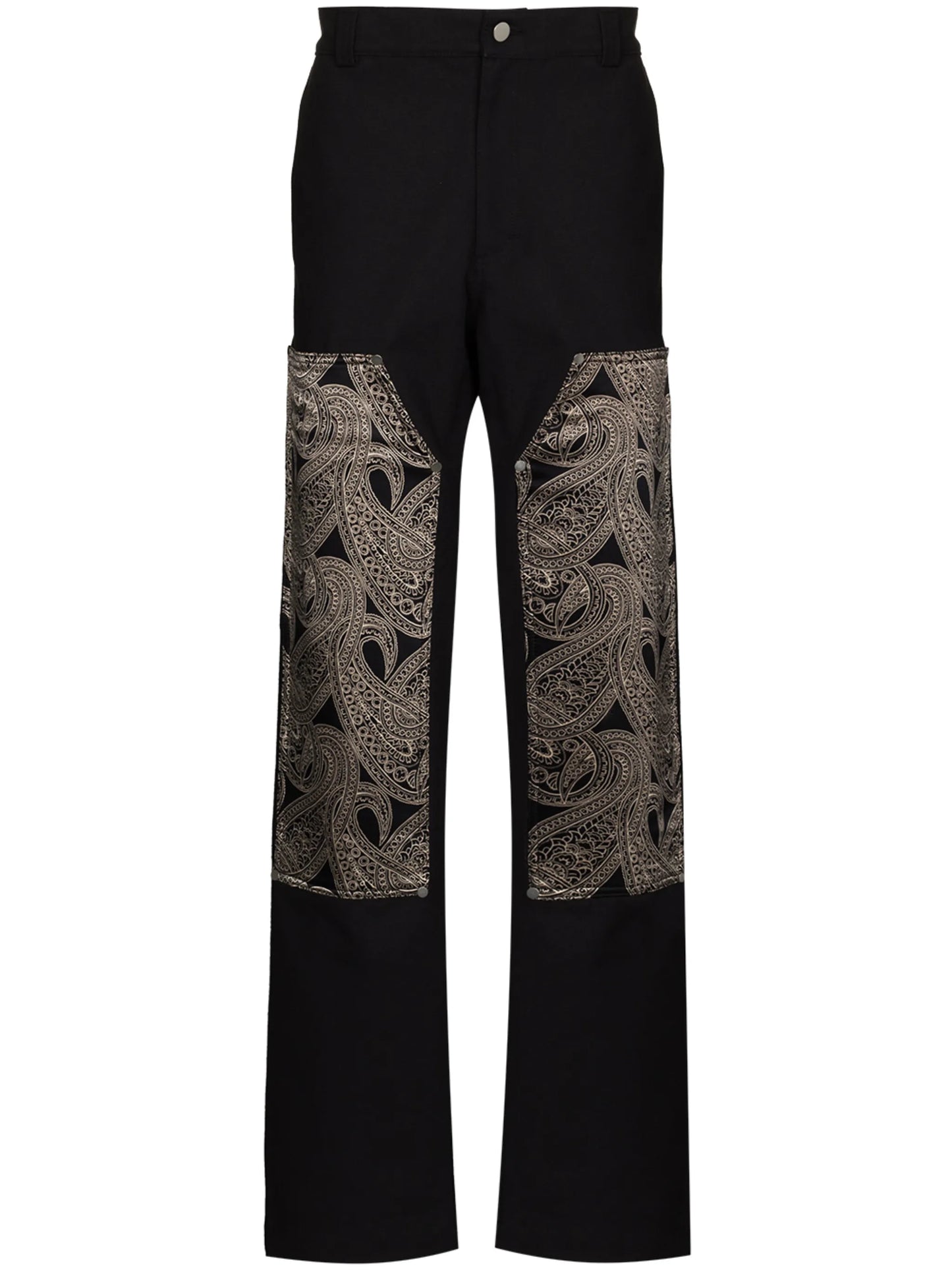 paisley-panel straight trousers