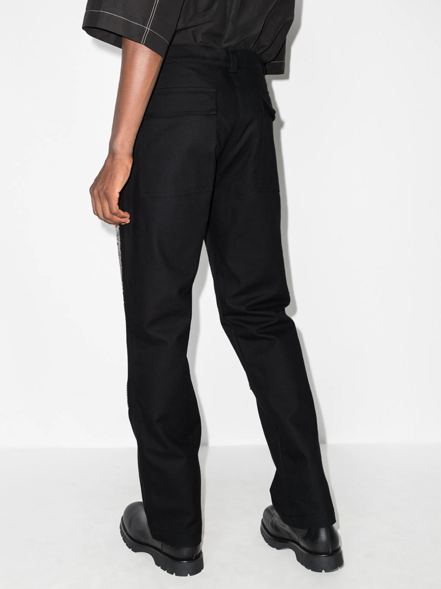 paisley-panel straight trousers