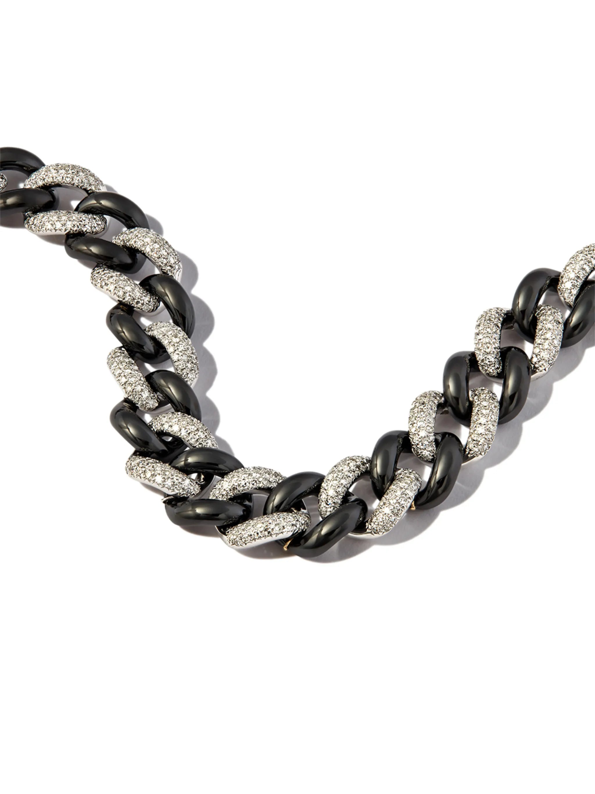 18K black gold curb-chain diamond bracelet