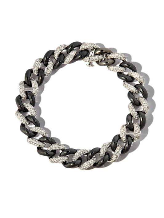 18kt black gold curb-chain diamond bracelet