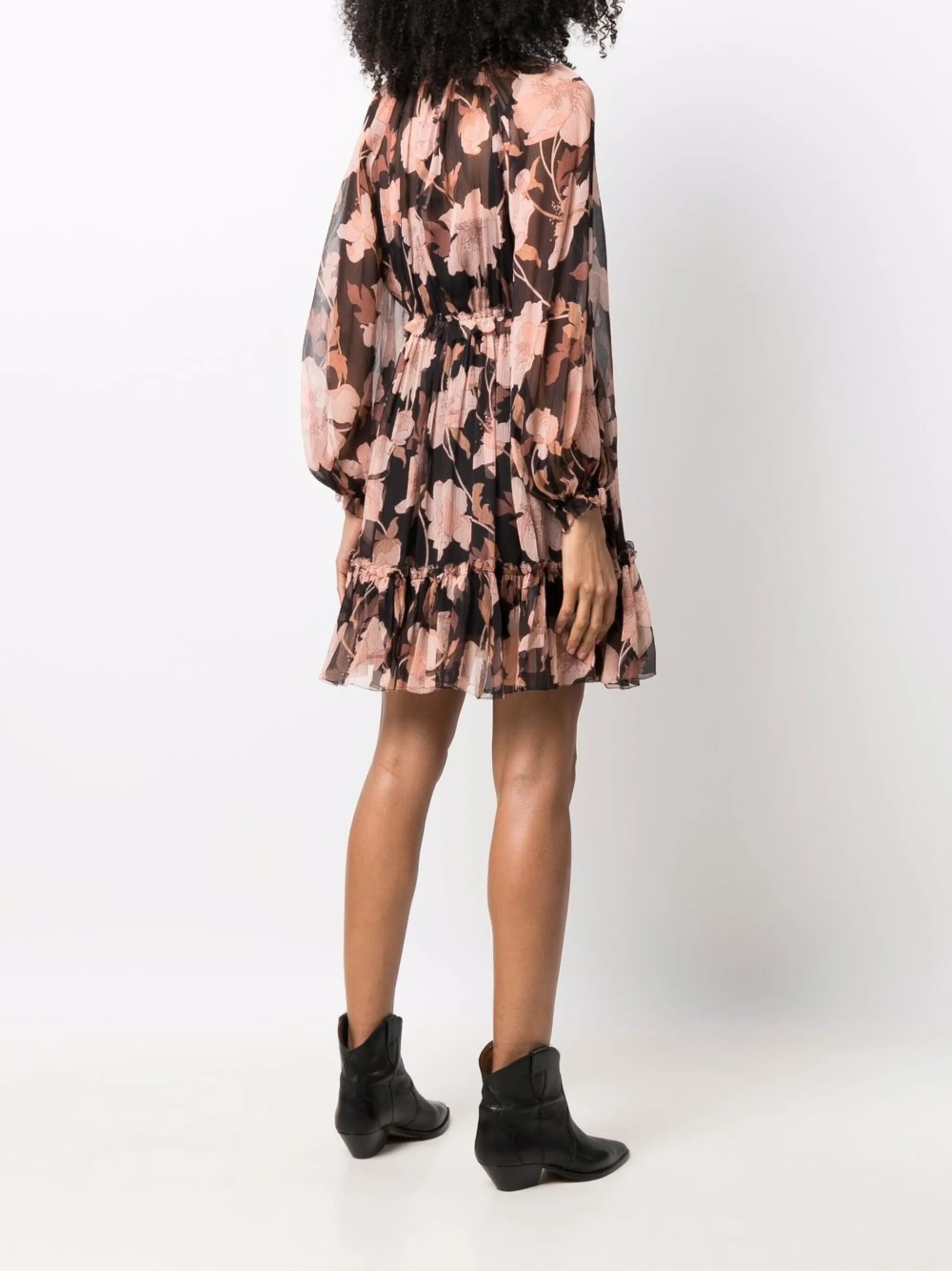 Concert lace-up floral-print dress