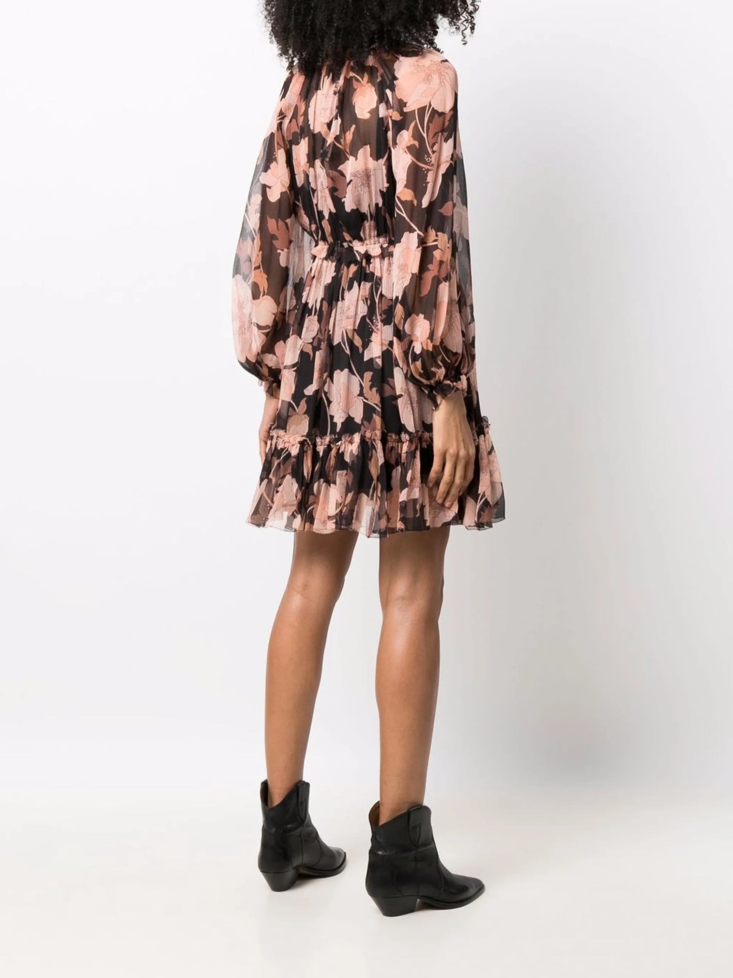 Concert lace-up floral-print dress