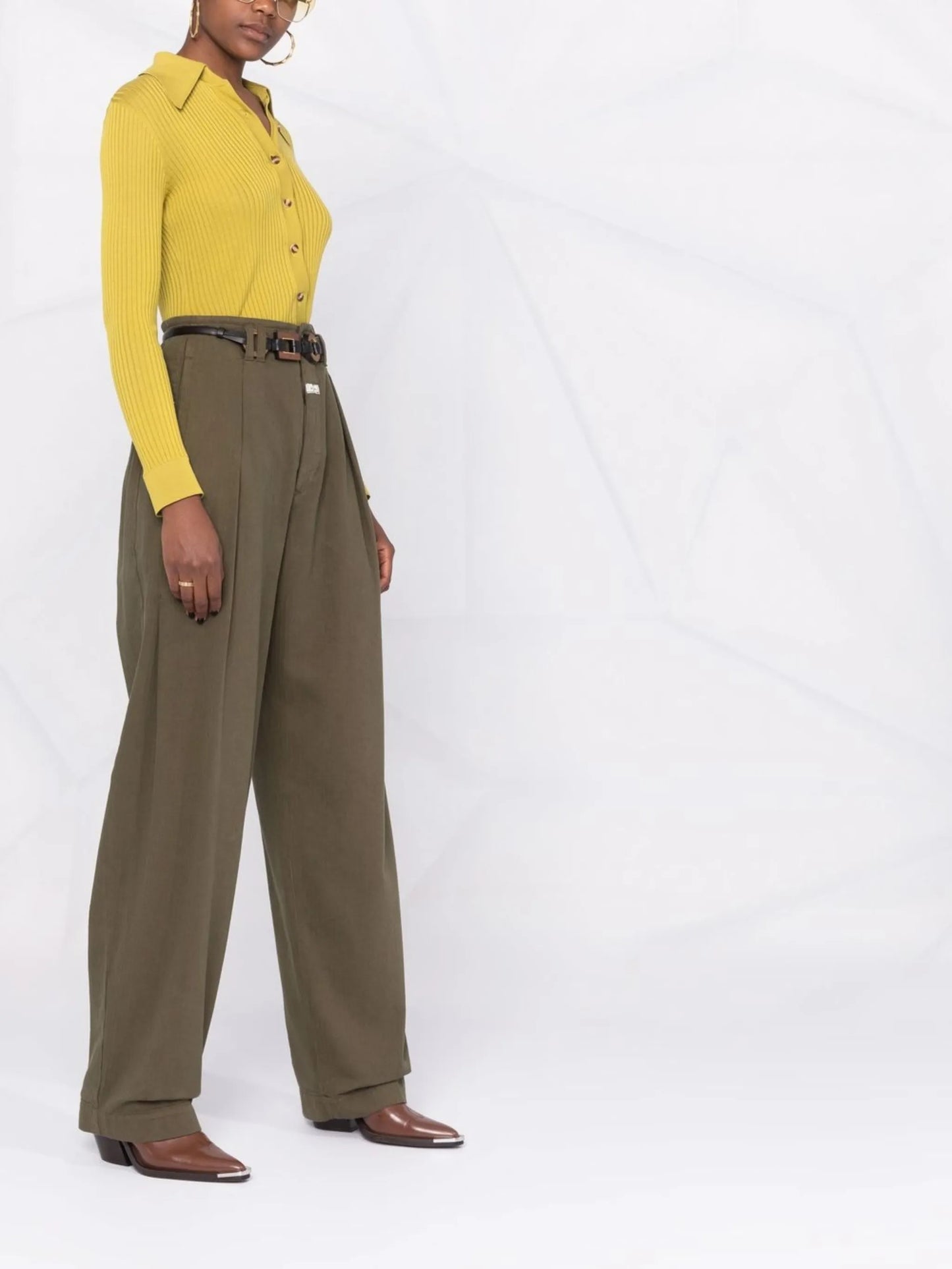pleat-detail high waisted trousers