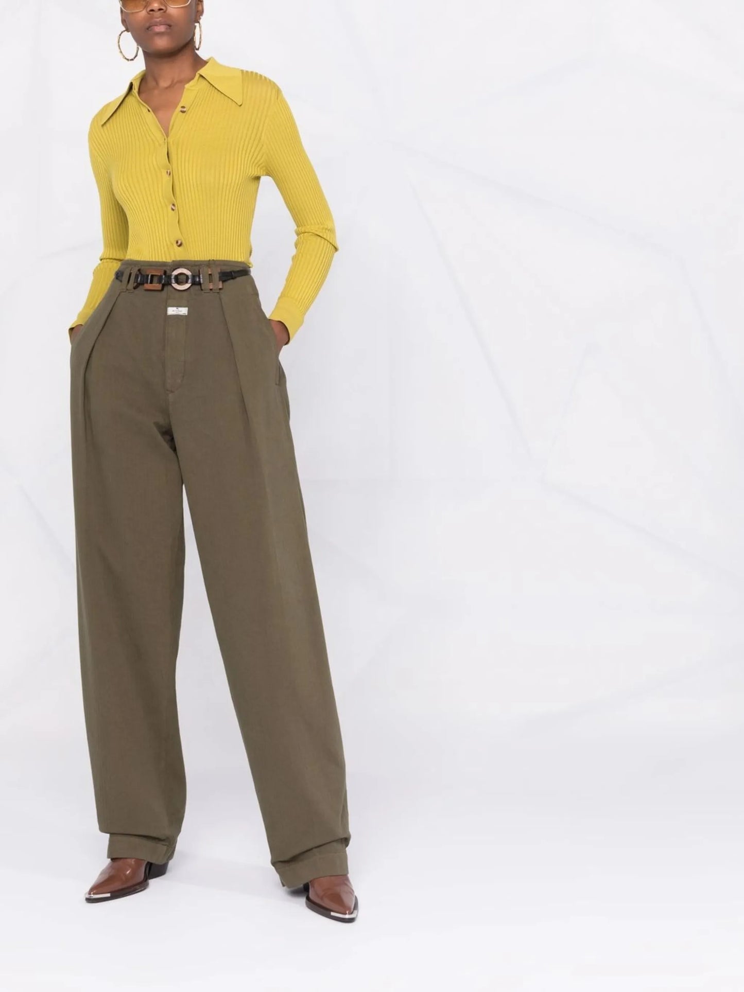 pleat-detail high waisted trousers