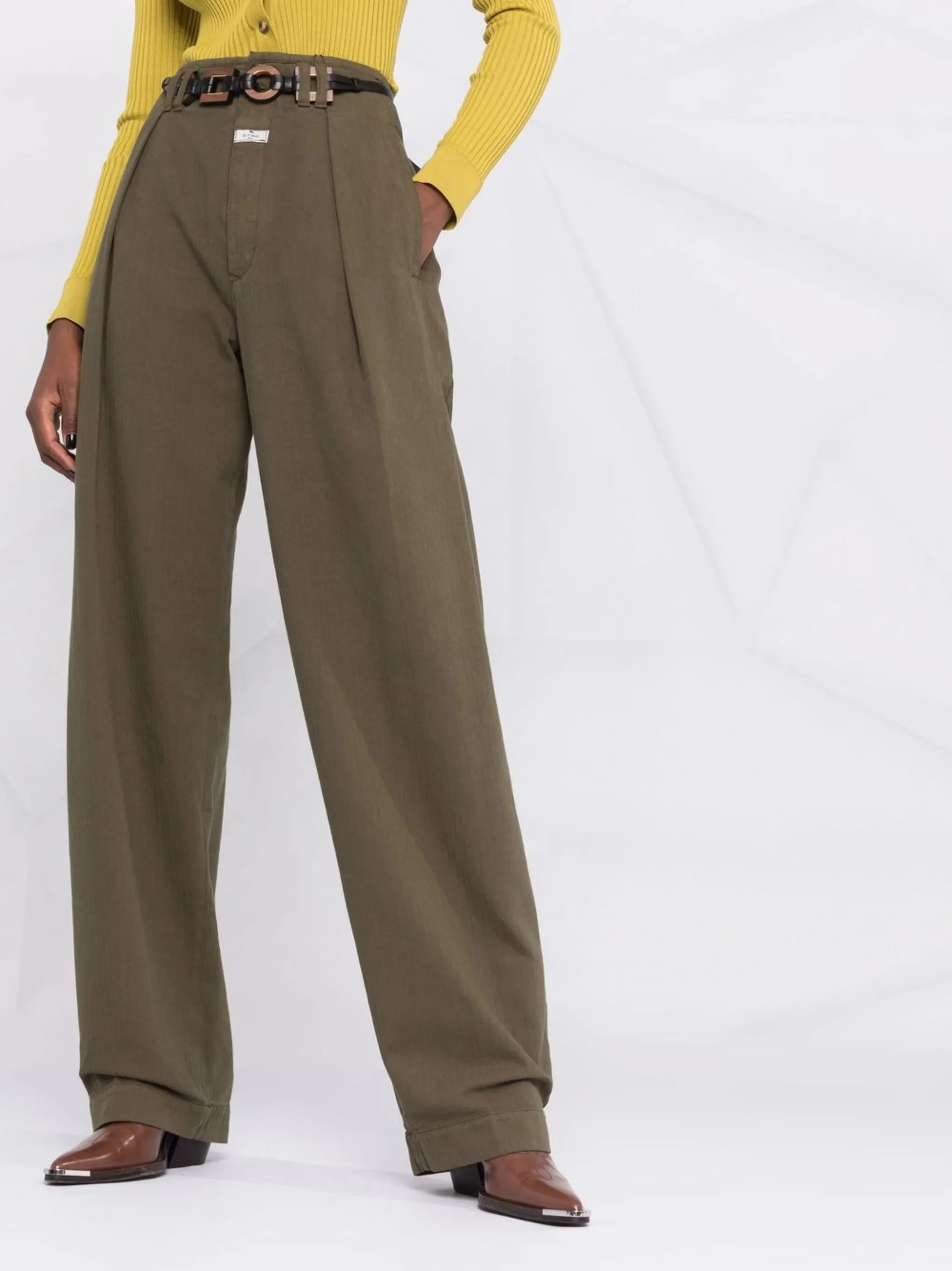 pleat-detail high waisted trousers