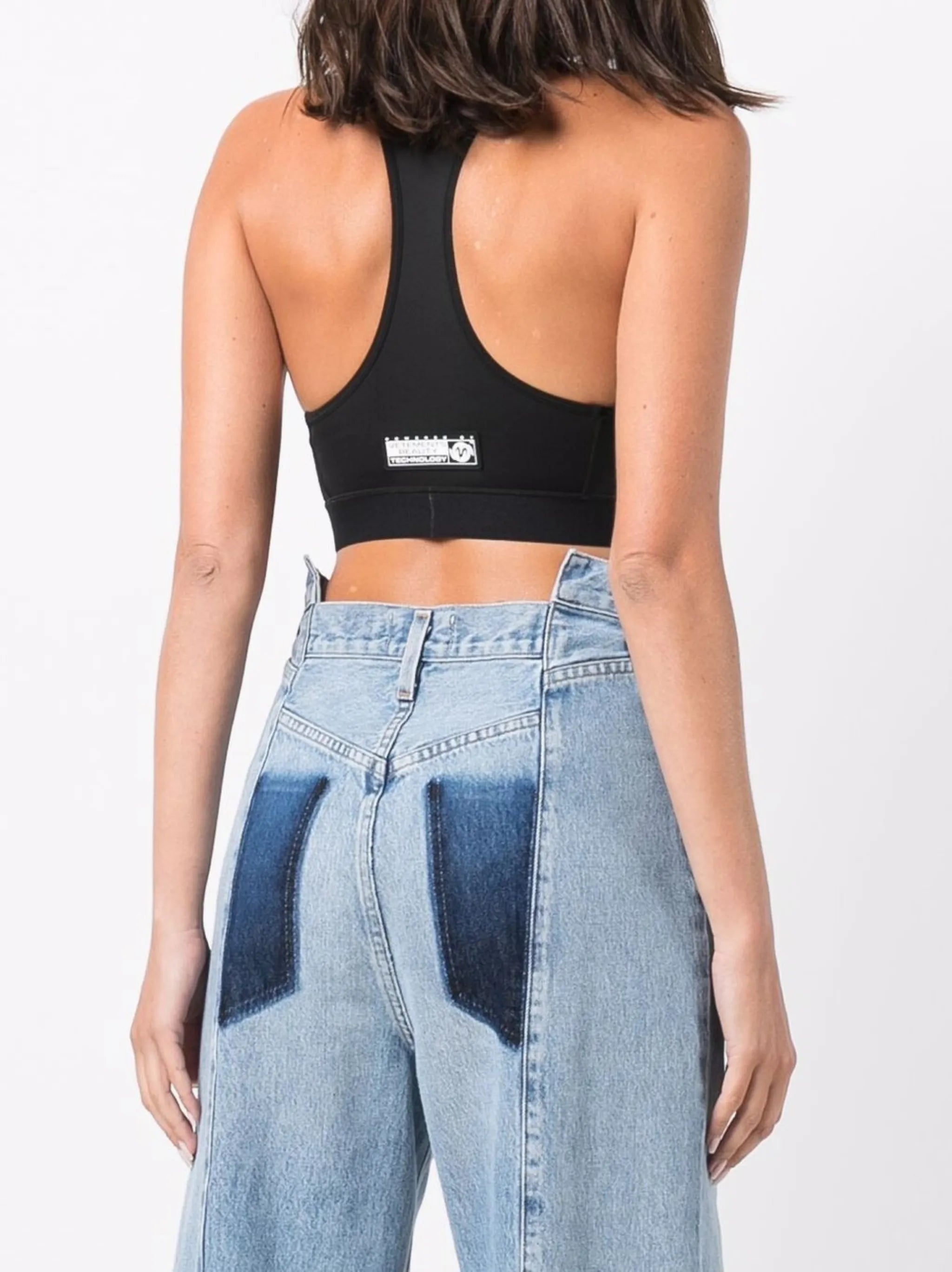 intarsia-knit logo cropped top