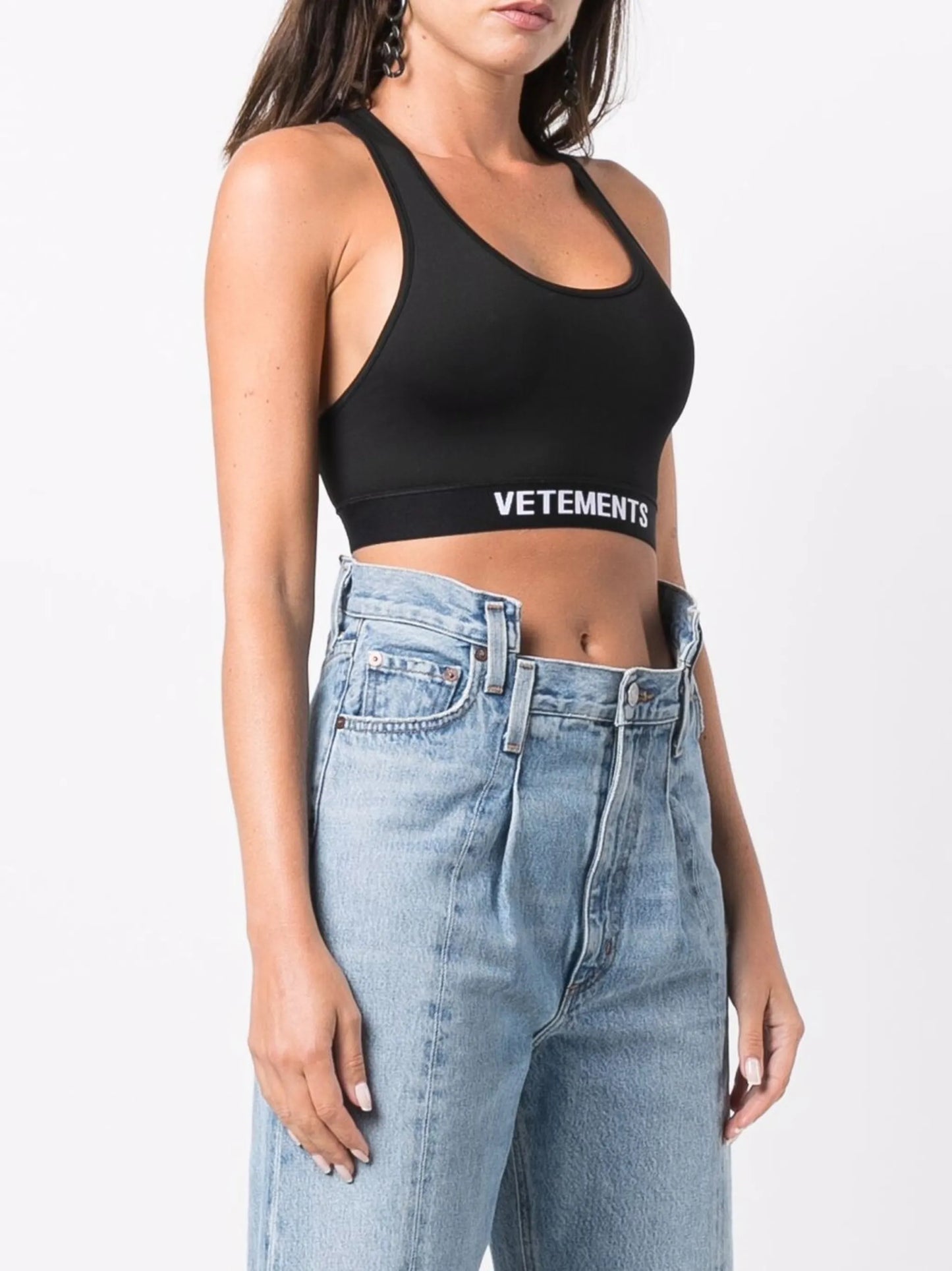 intarsia-knit logo cropped top