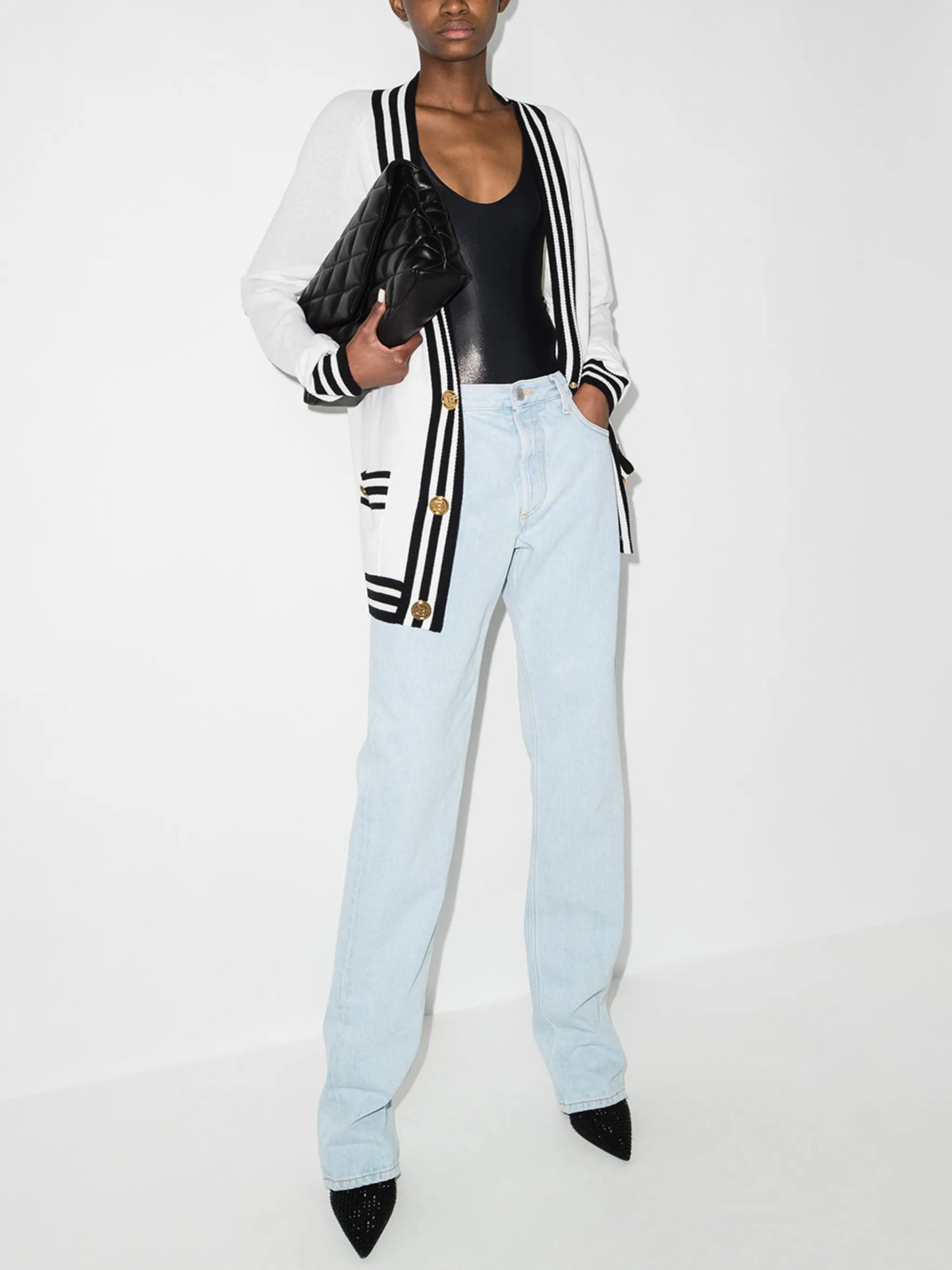 embroidered logo V-neck cardigan