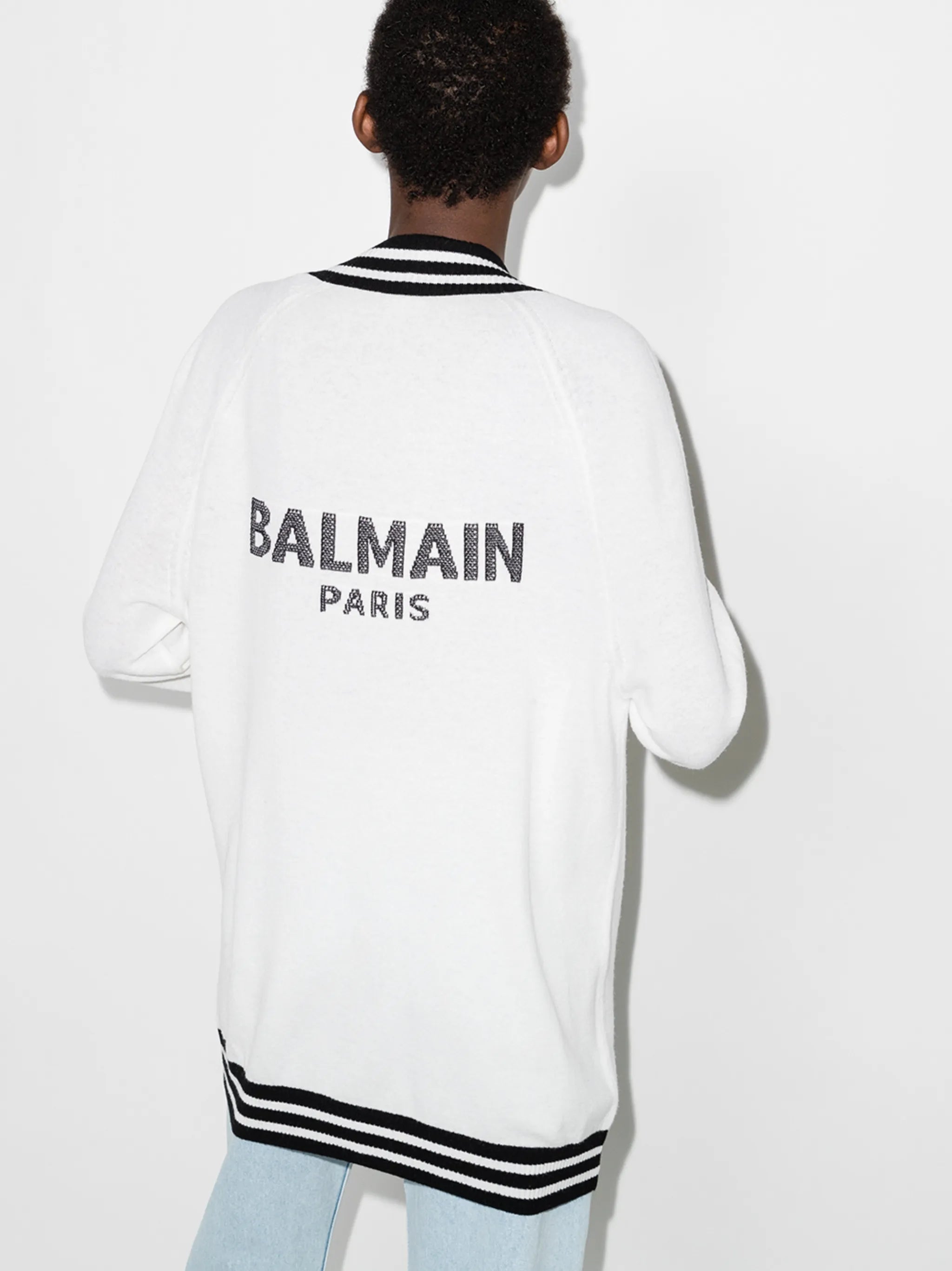embroidered logo V-neck cardigan