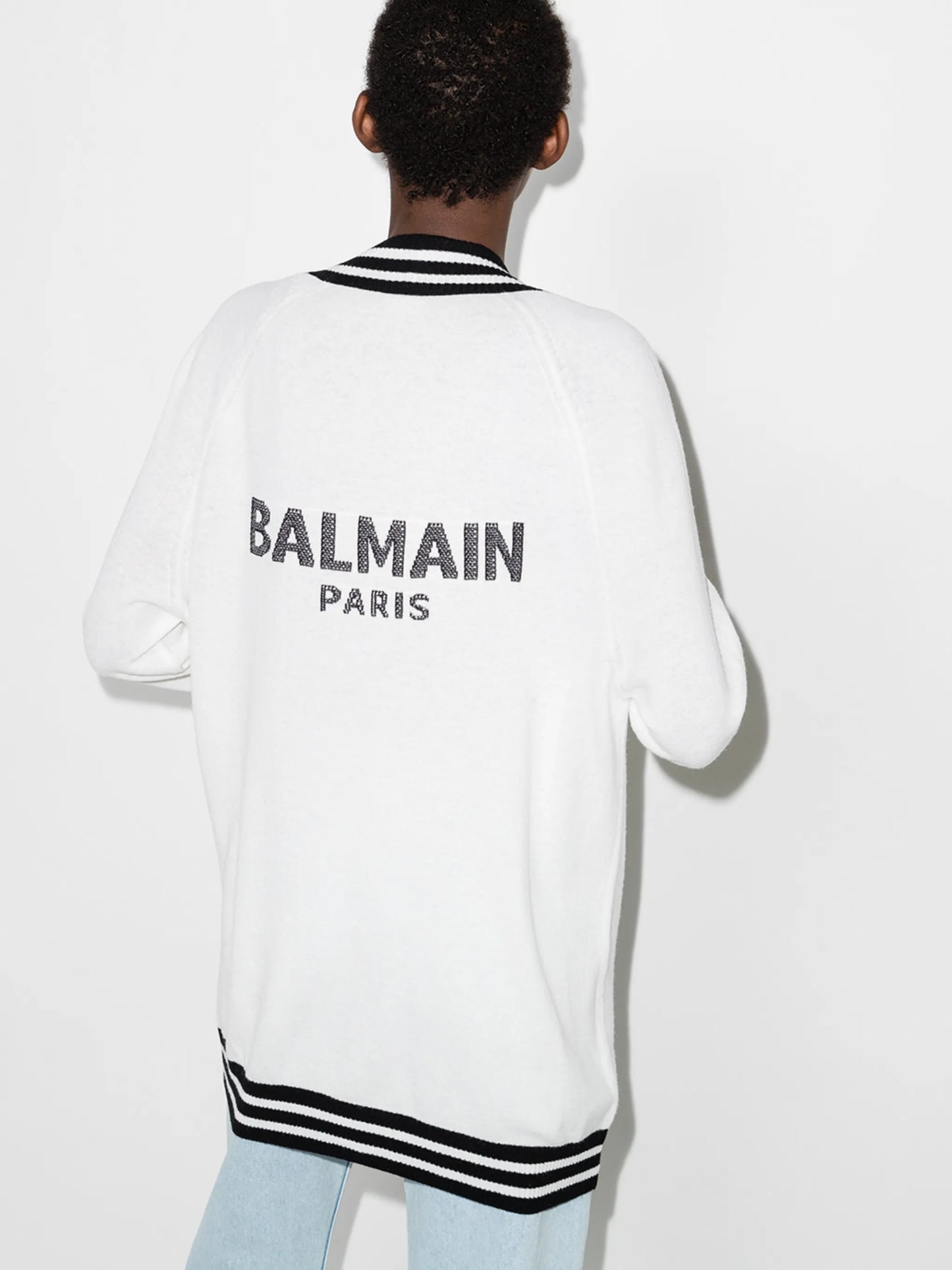 embroidered logo V-neck cardigan