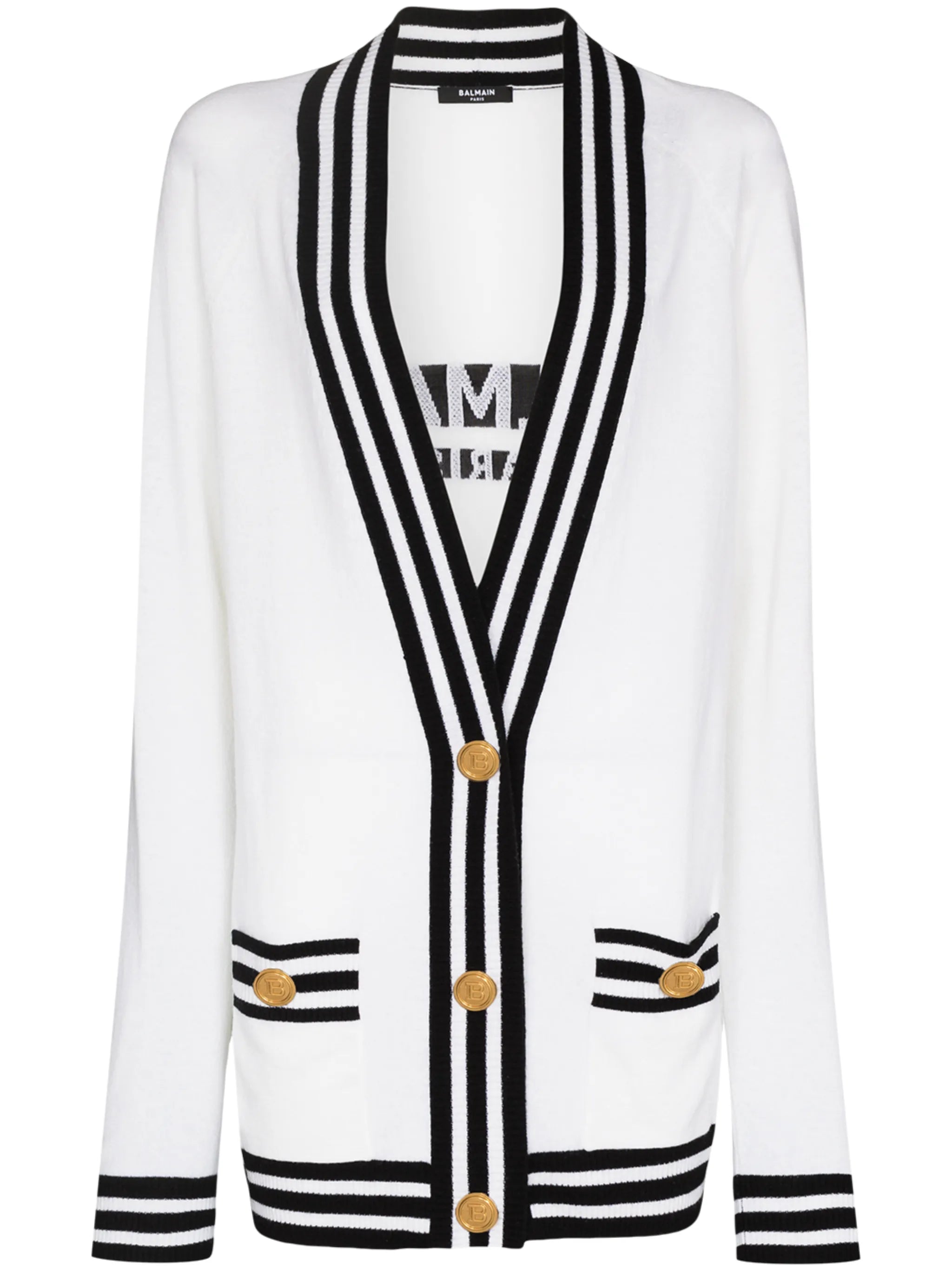 embroidered logo V-neck cardigan