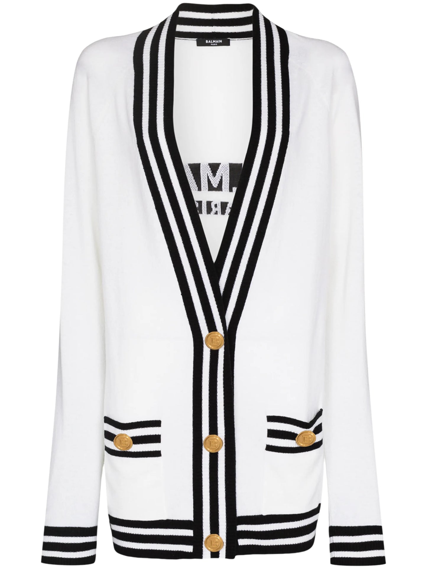 embroidered logo V-neck cardigan