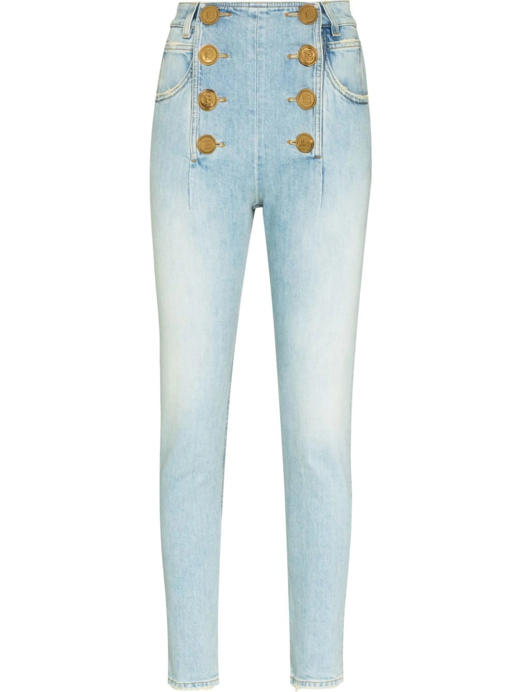 logo-buttons high-waisted skinny jeans