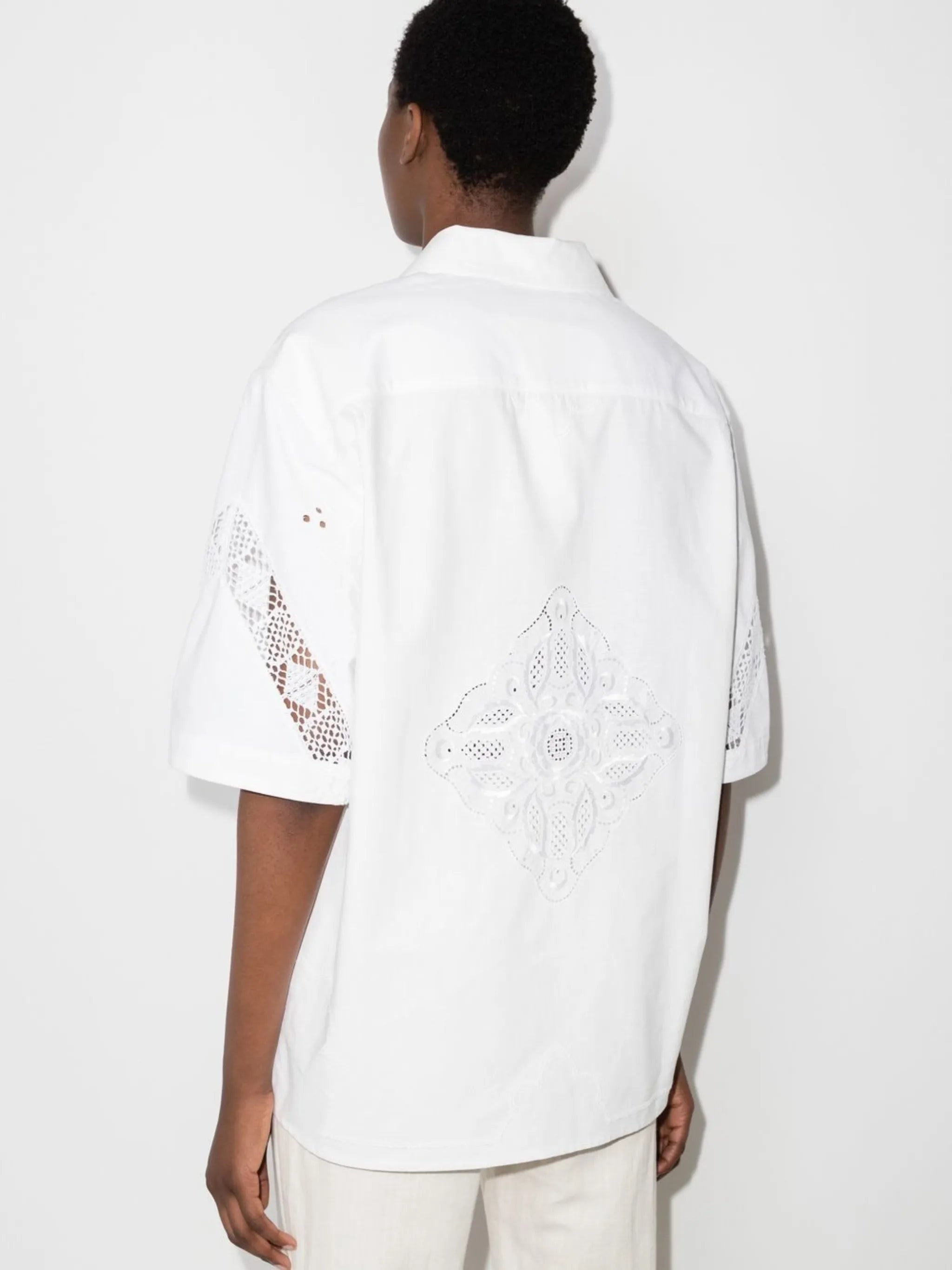 floral embroidery short-sleeve shirt