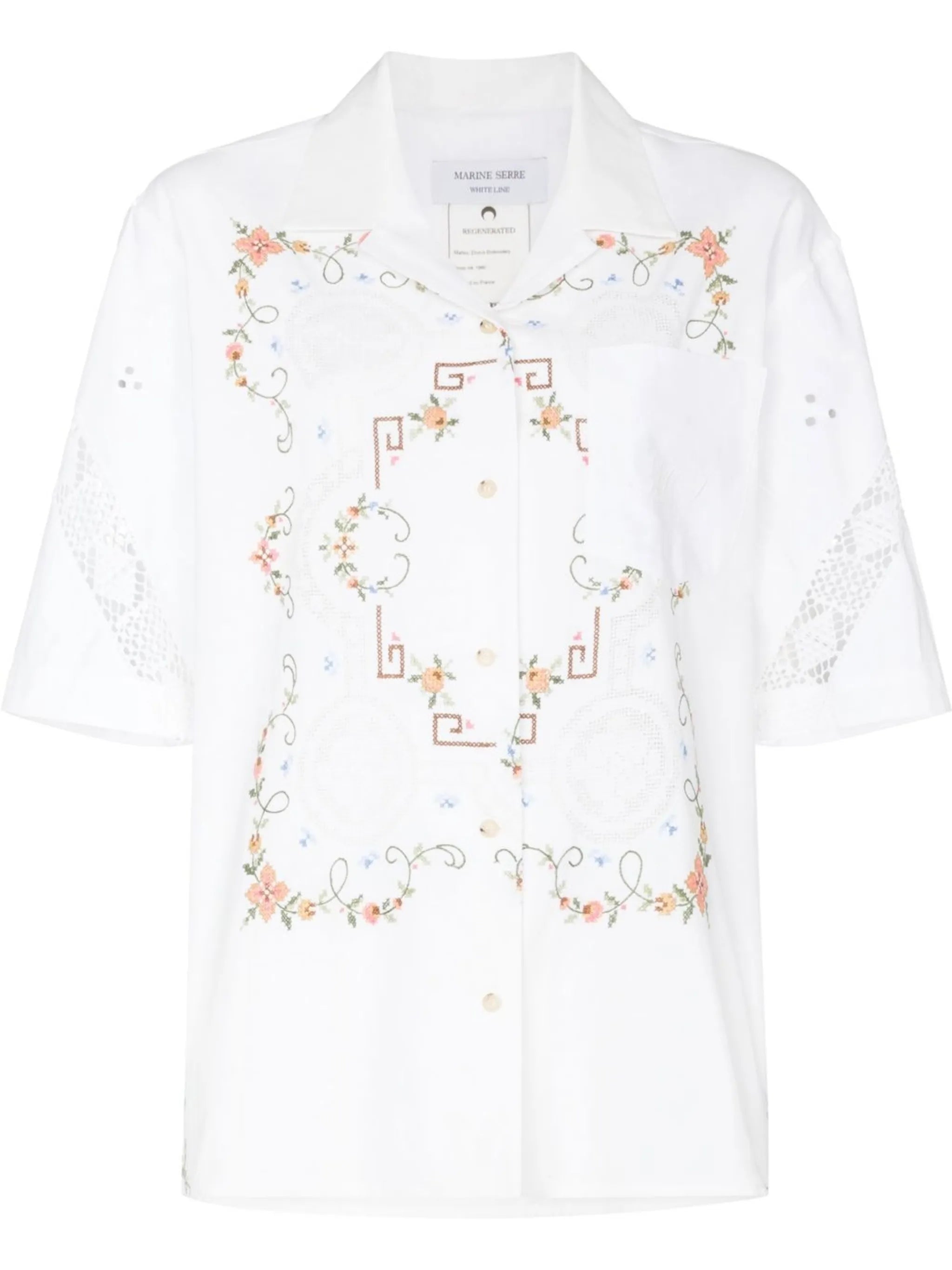 floral embroidery short-sleeve shirt