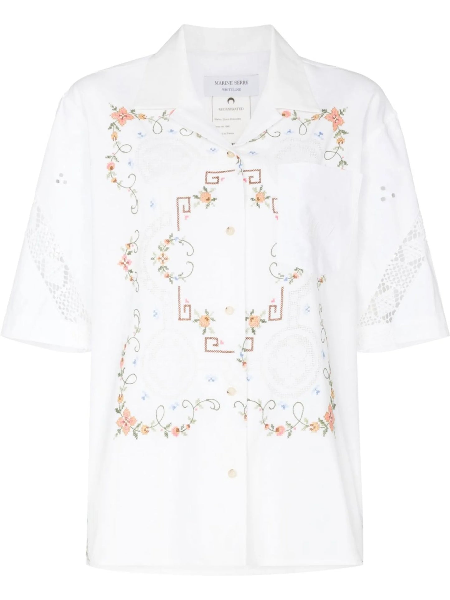 floral embroidery short-sleeve shirt
