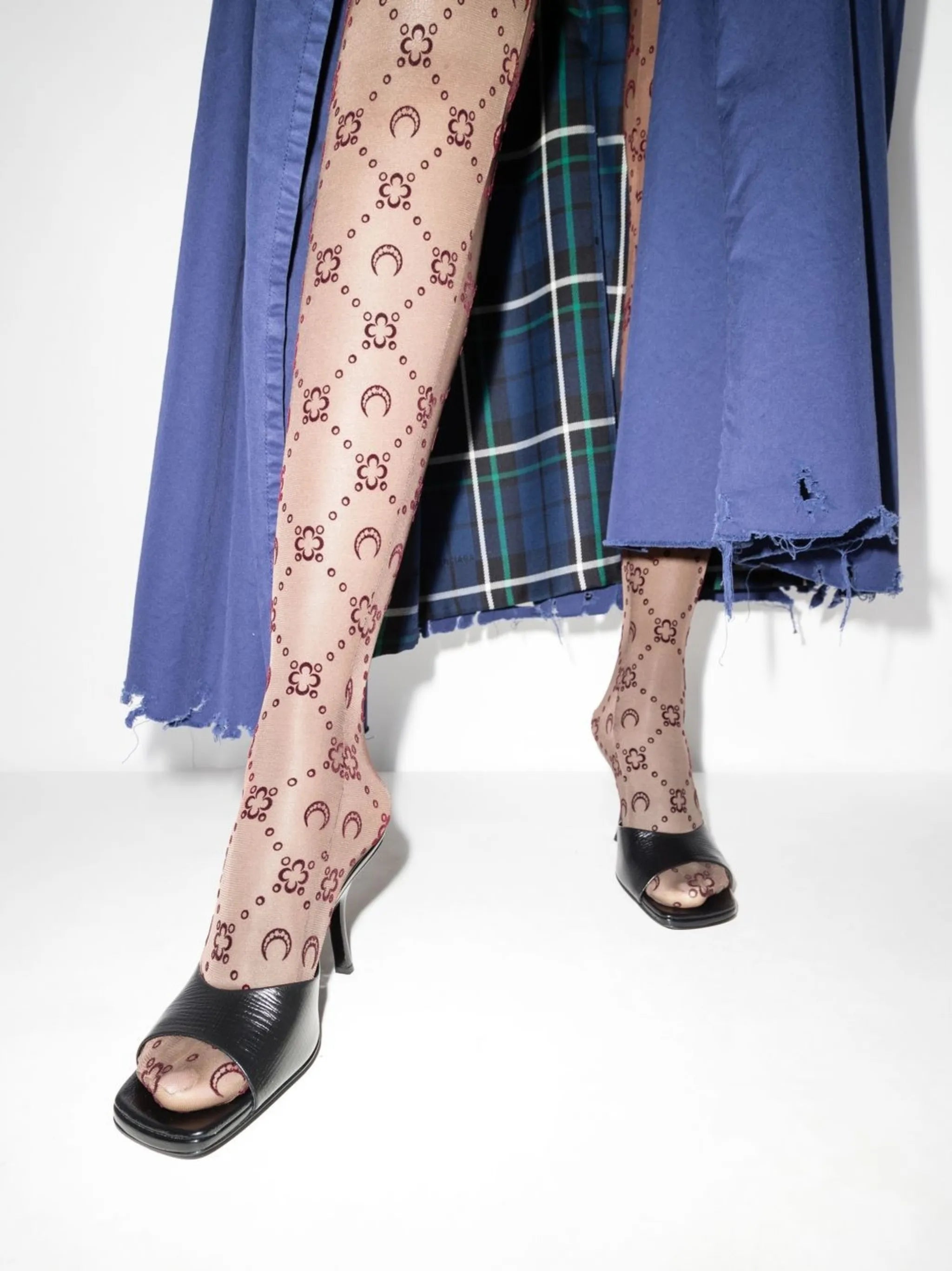 Moonogram-print tights