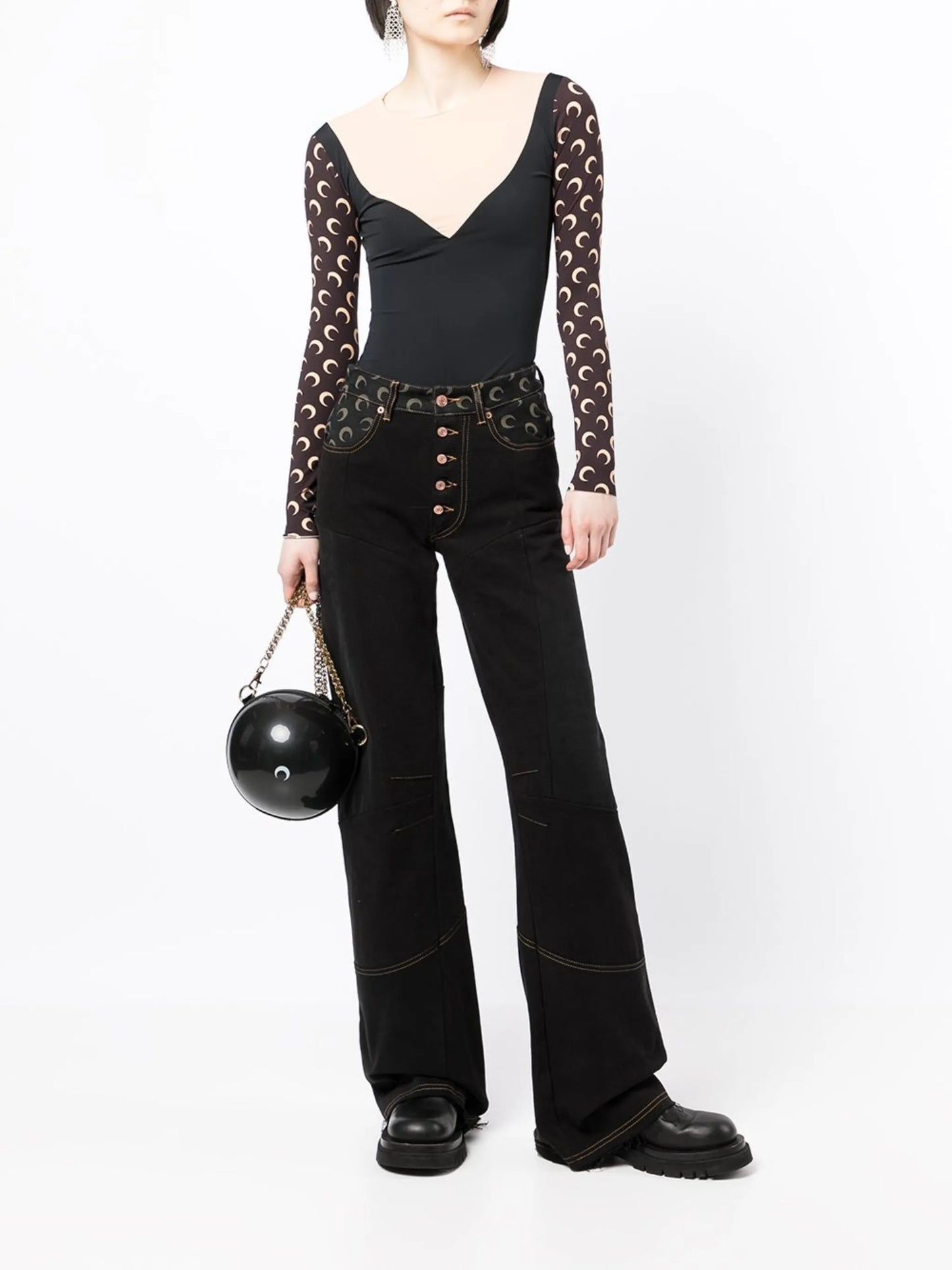 panelled wide-leg jeans