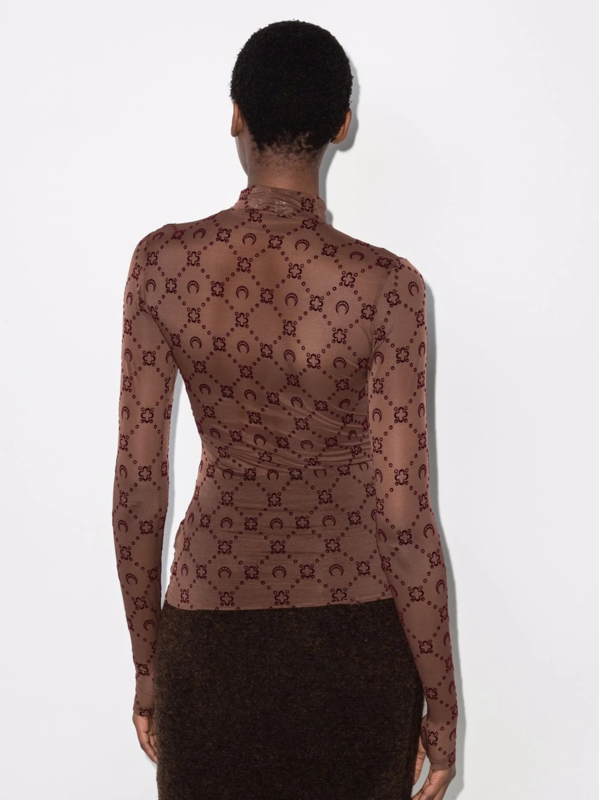 Moonogram-flocked mesh T-shirt