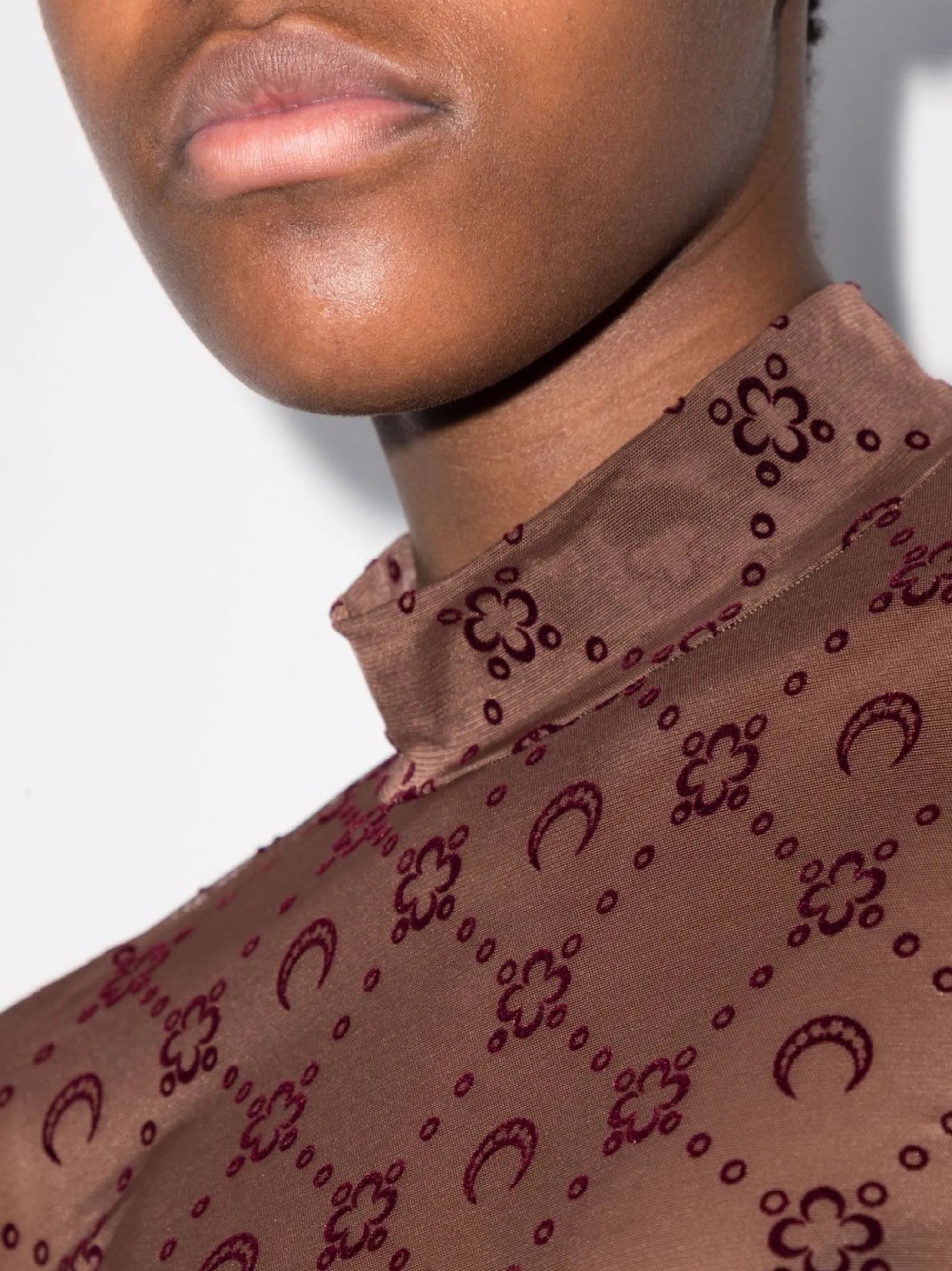 Moonogram-flocked mesh T-shirt