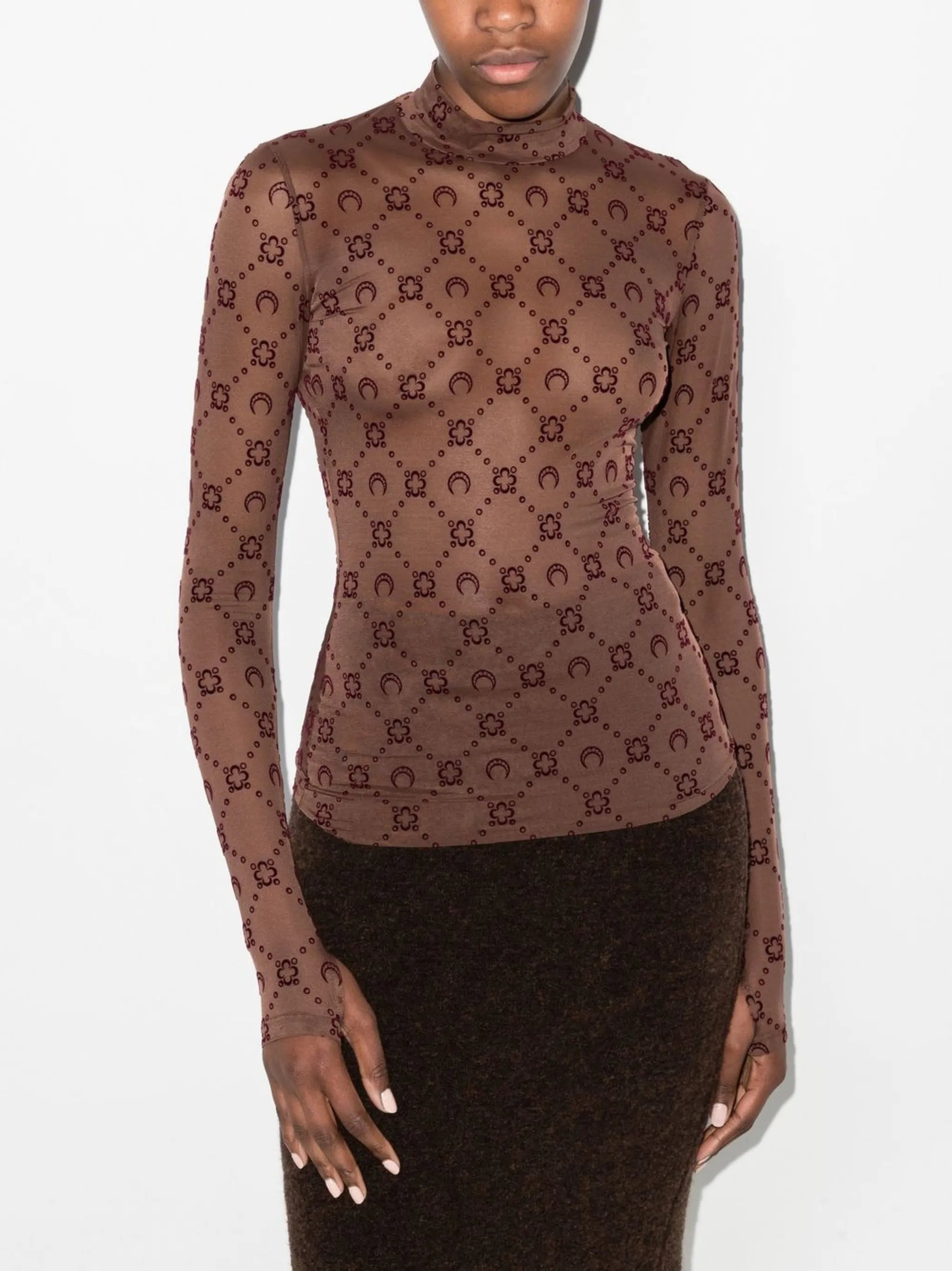 Moonogram-flocked mesh T-shirt
