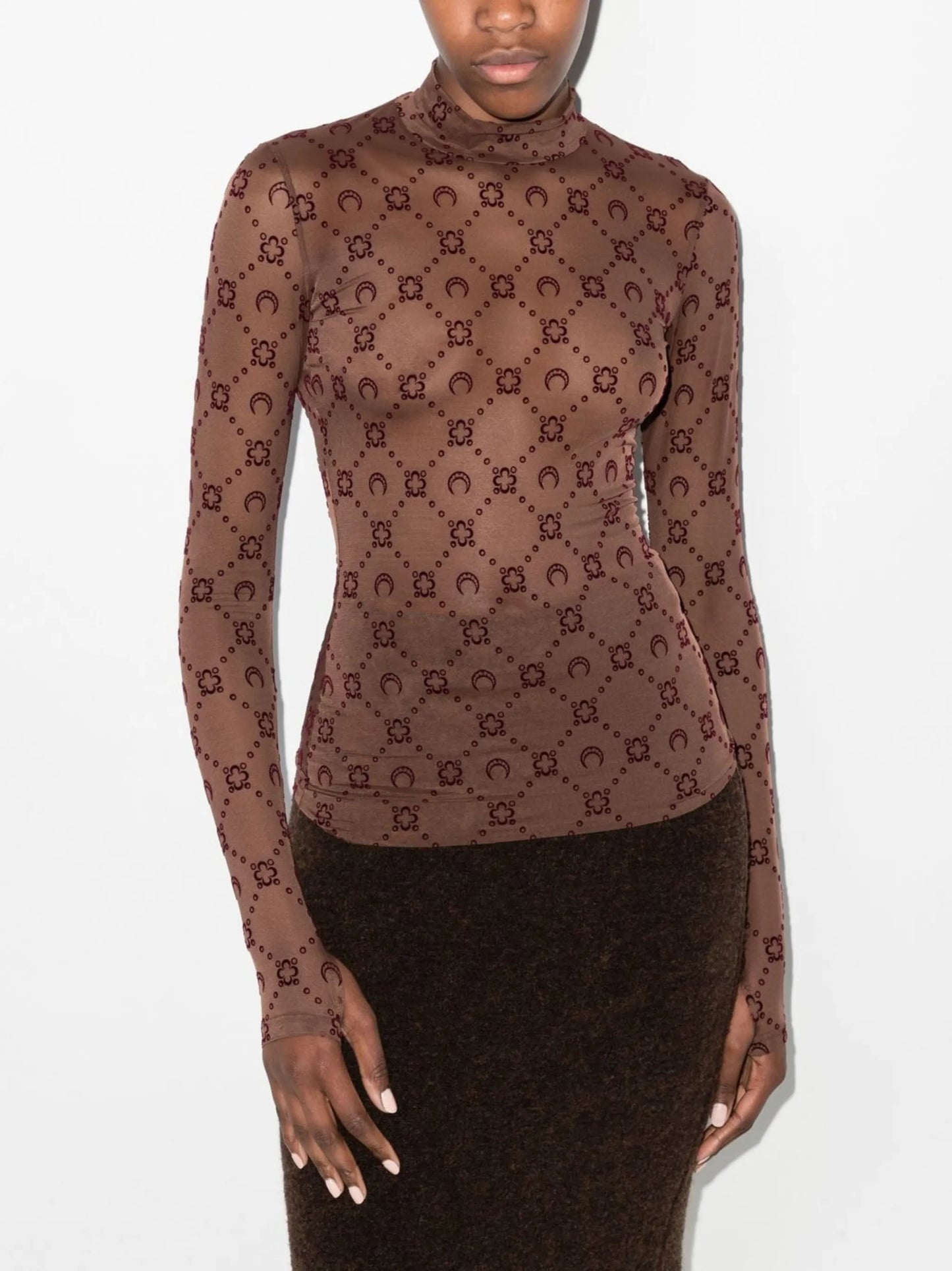 Moonogram-flocked mesh T-shirt