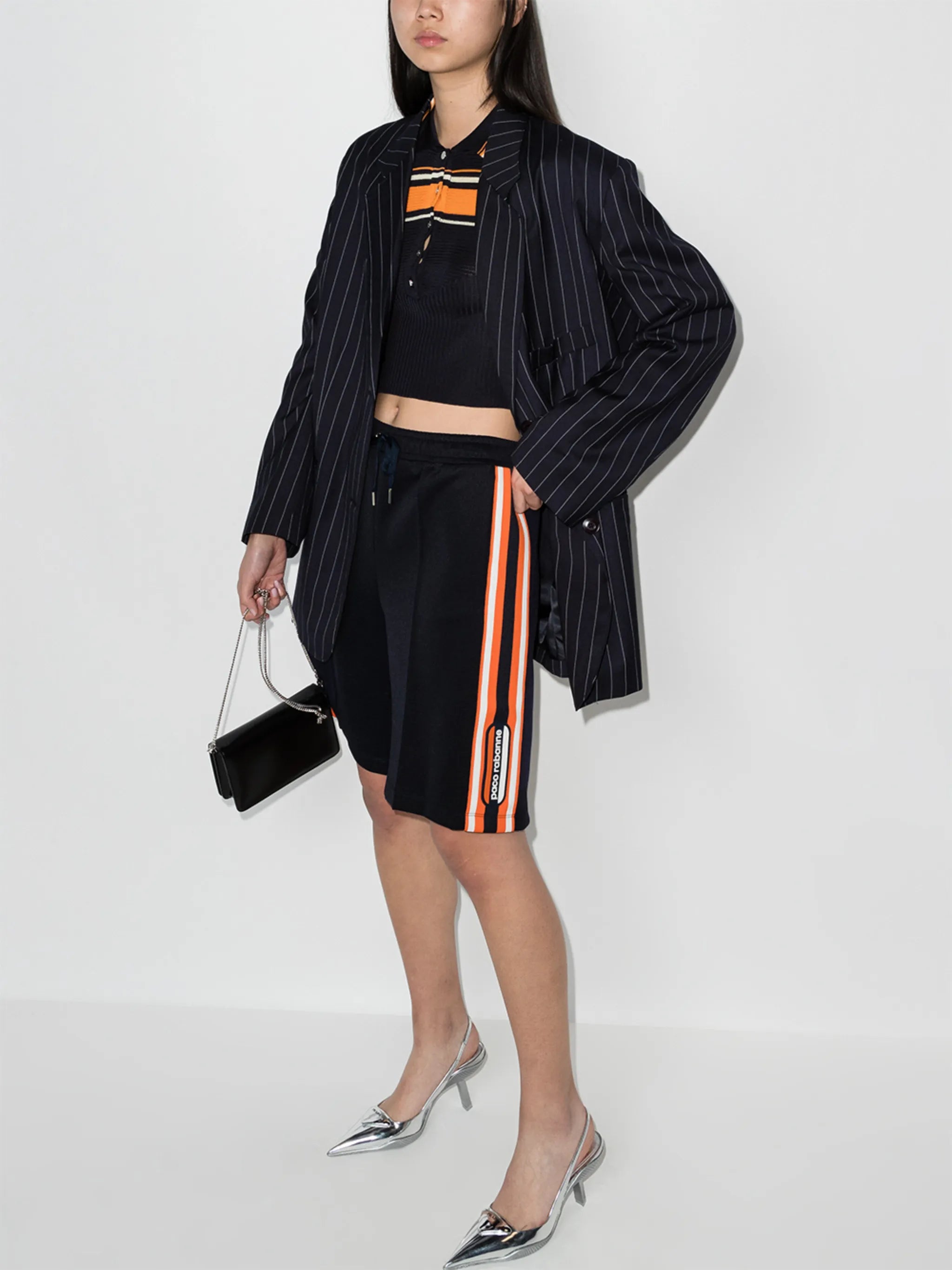 side stripe drawstring track shorts