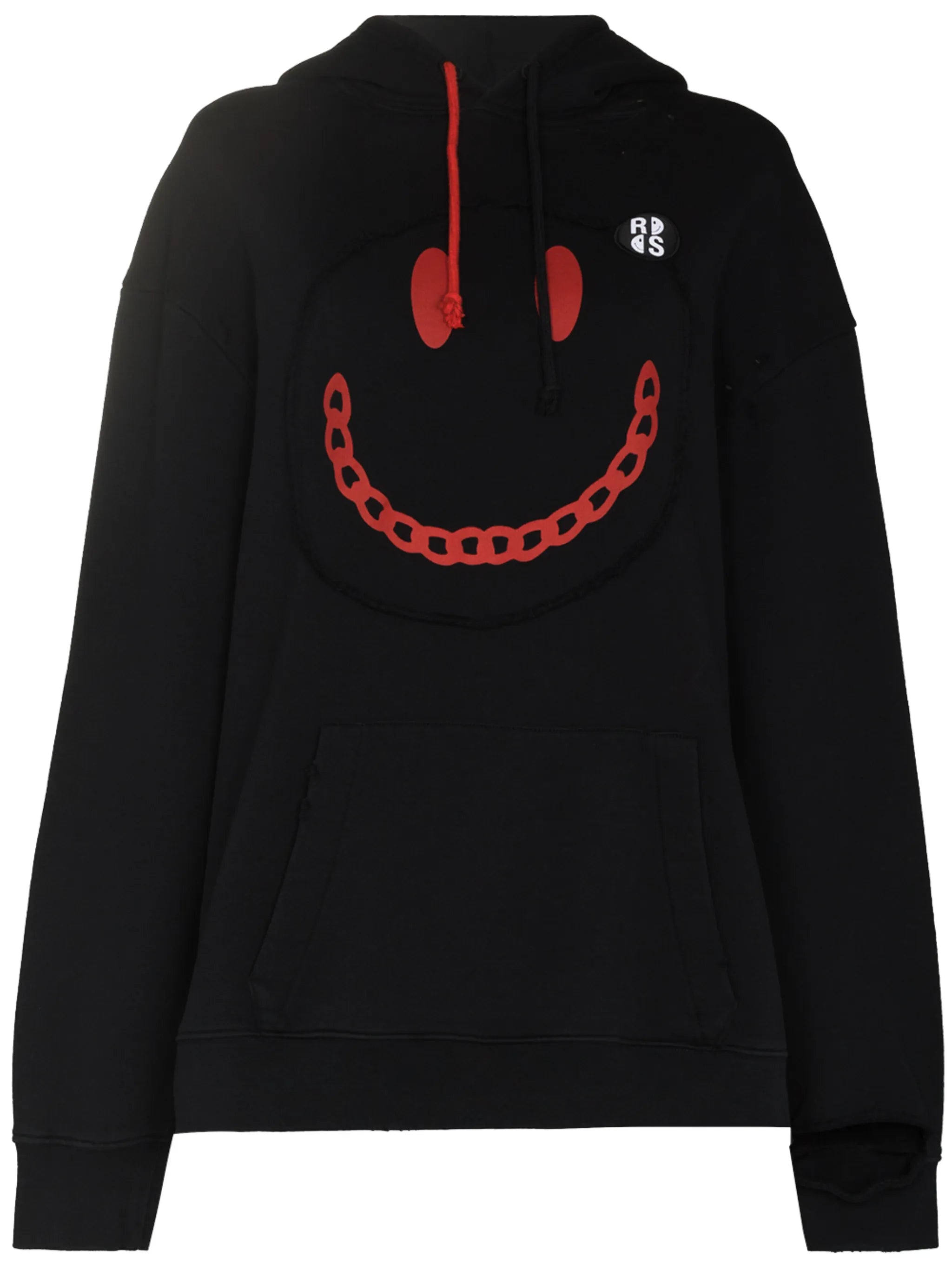 smiley face-print drawstring hoodie