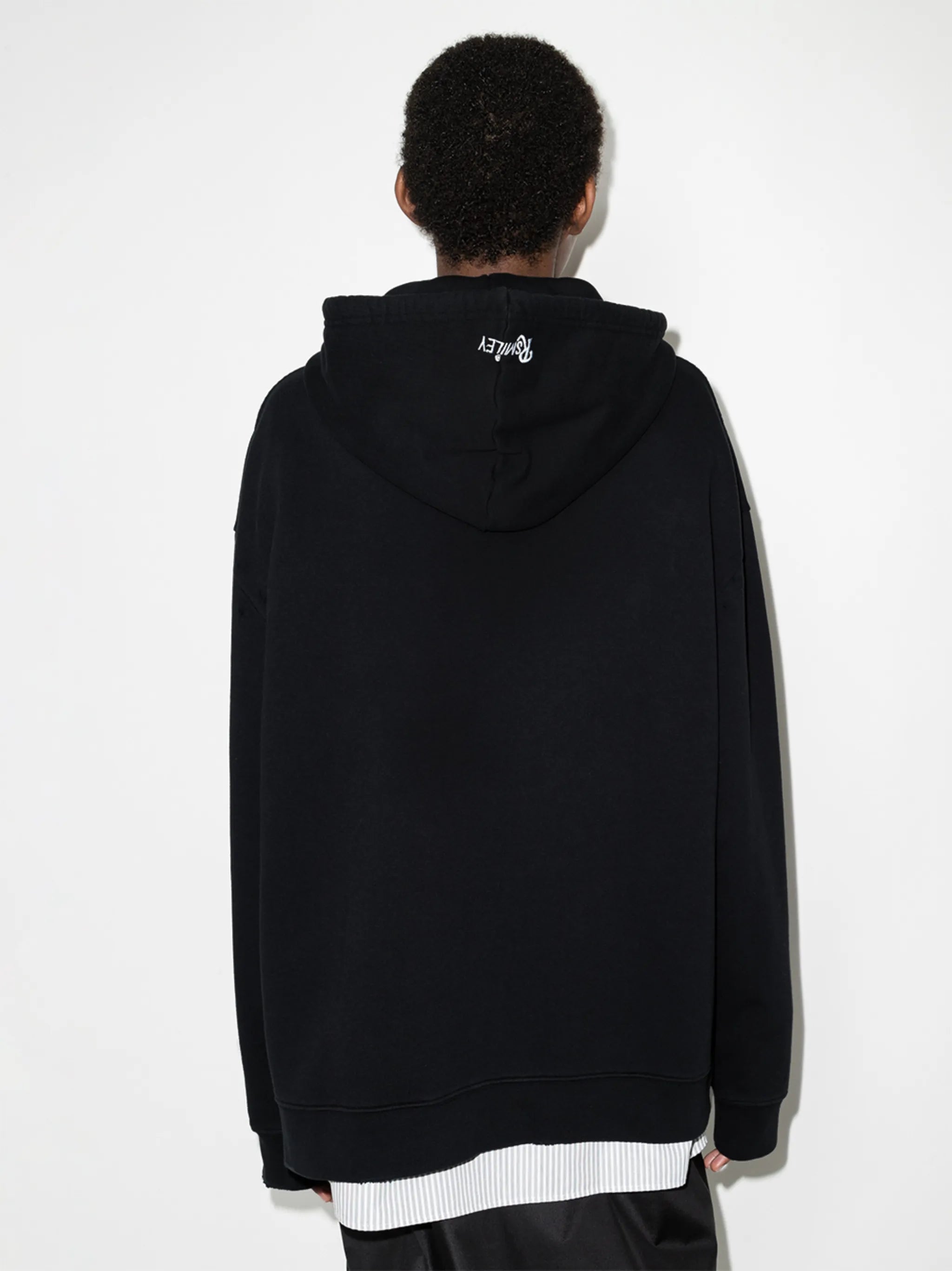 smiley face-print drawstring hoodie