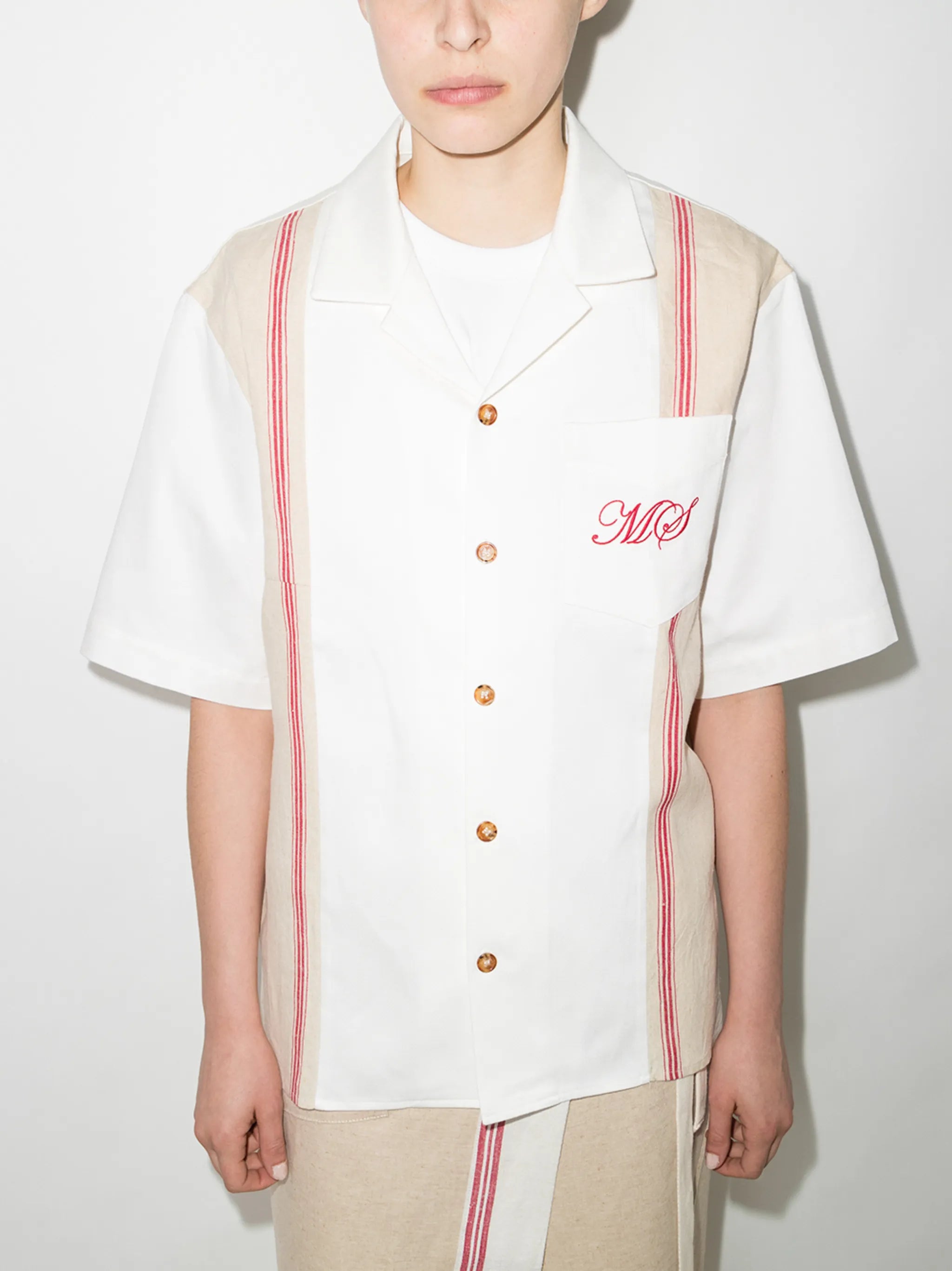 tea-towel logo-embroidered shirt