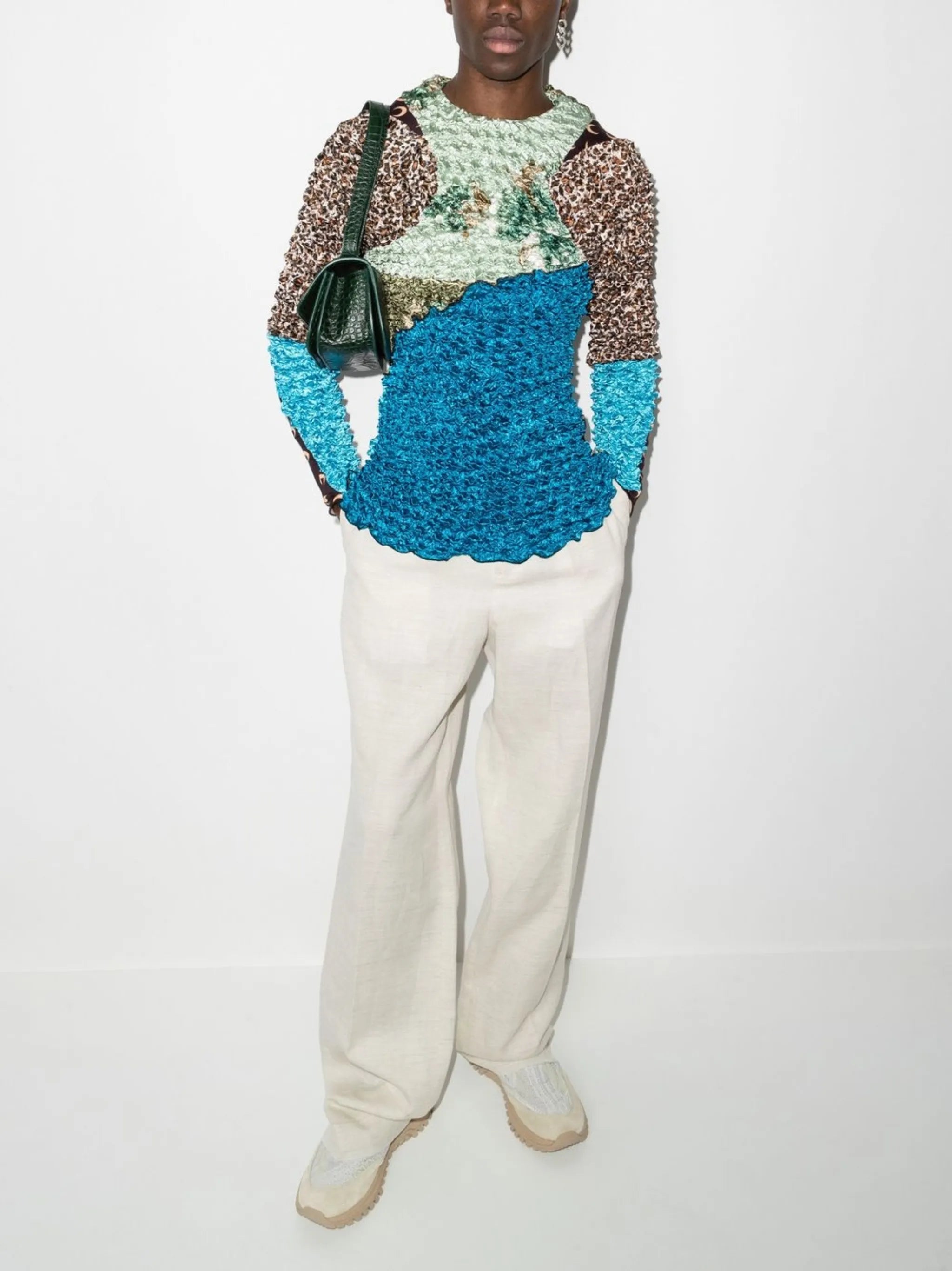 panelled moon-print jumper