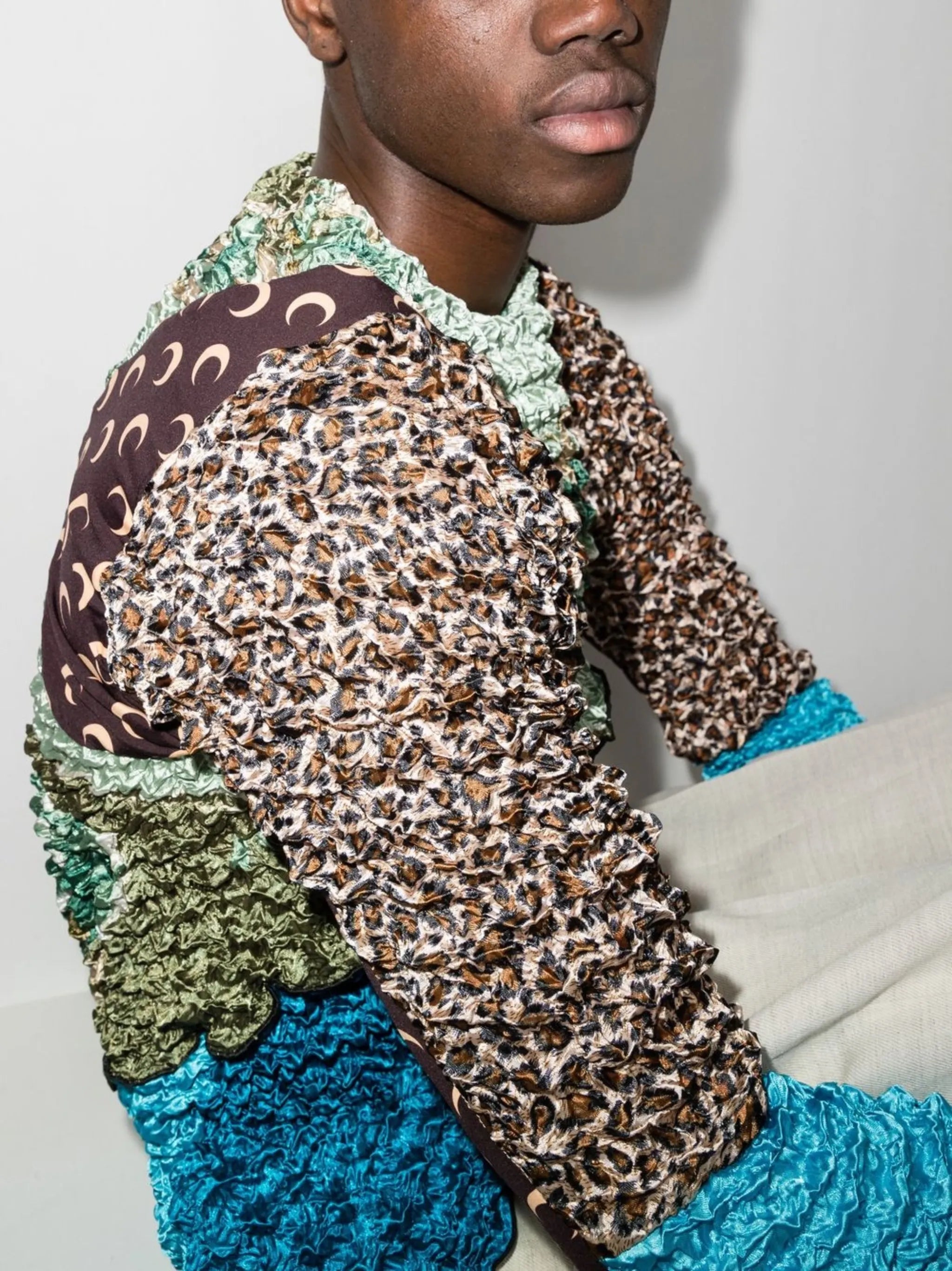 panelled moon-print jumper
