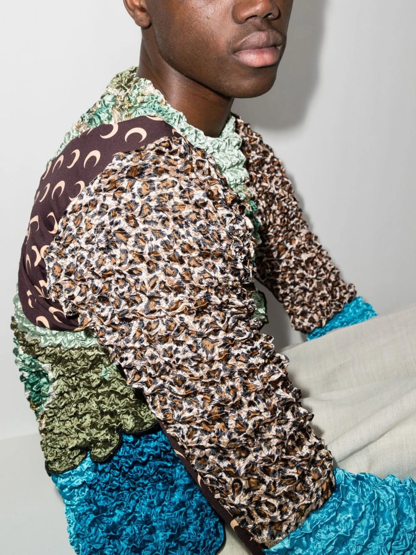 panelled moon-print jumper