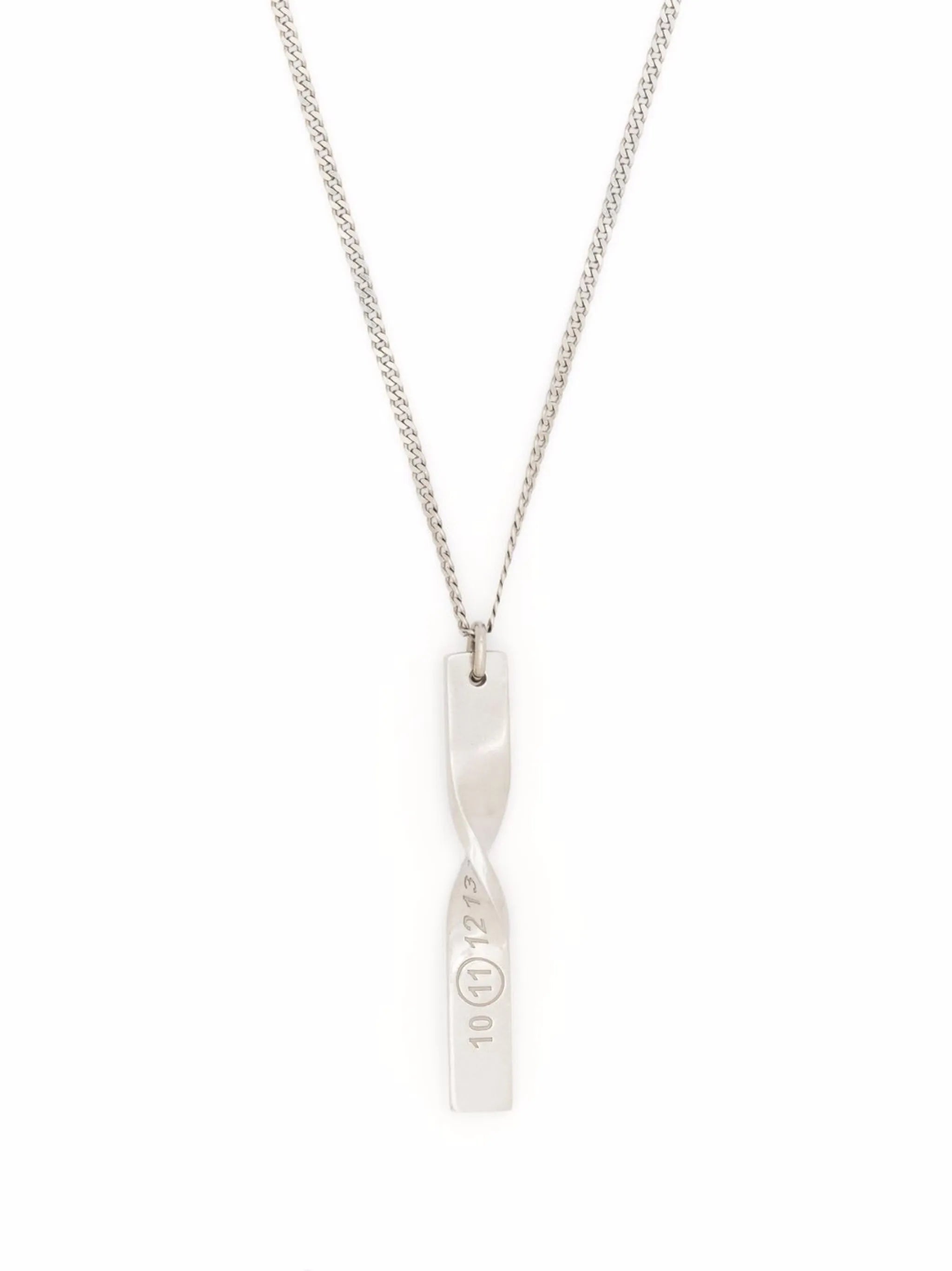 engraved-numbers twisted charm necklace