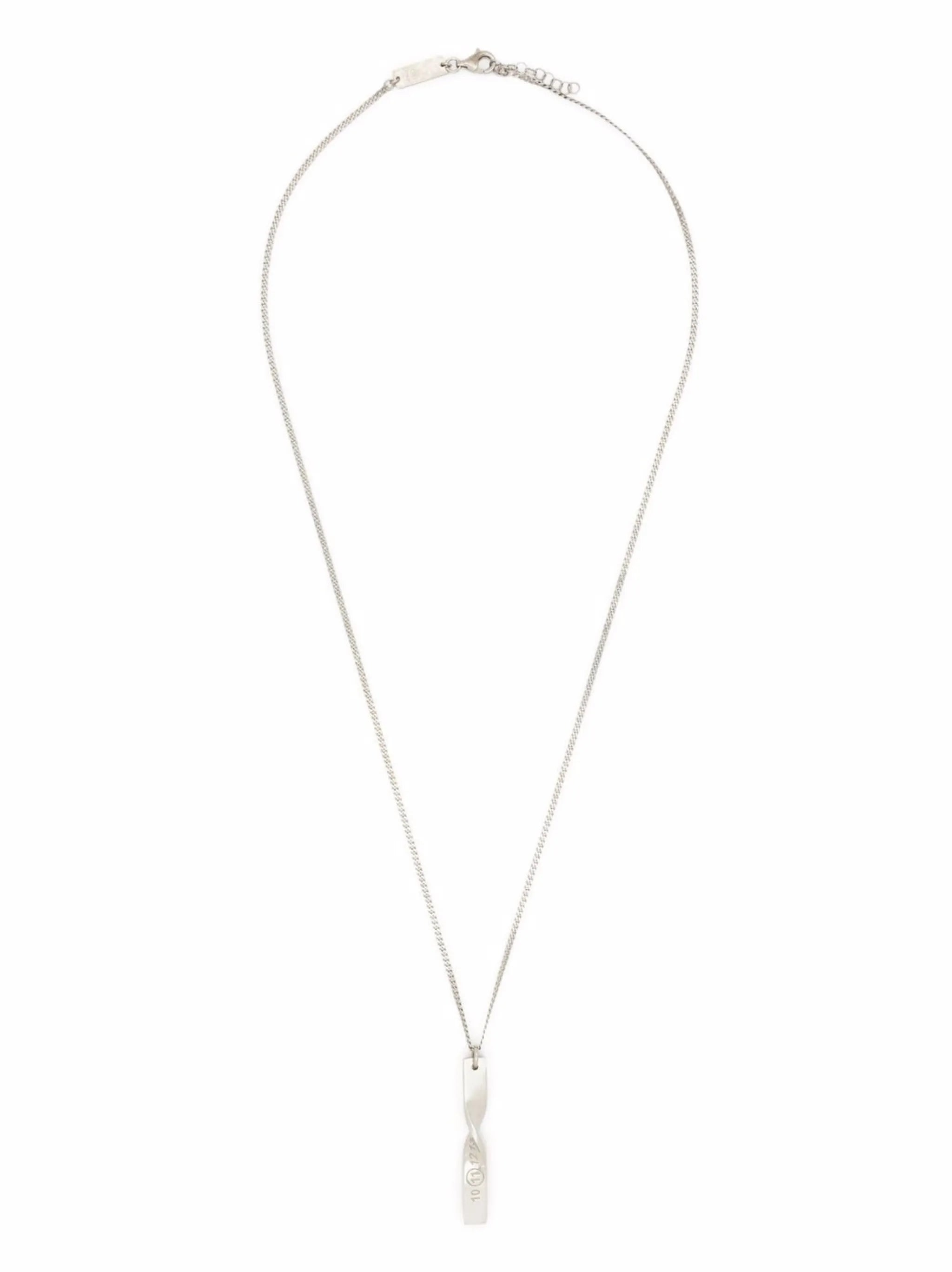 engraved-numbers twisted charm necklace