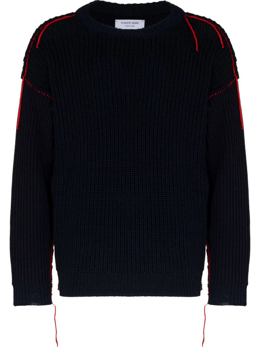 contrast-stitch crew-neck jumper
